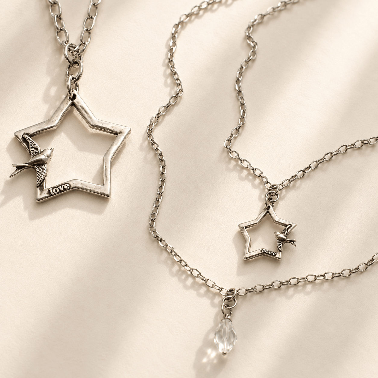 Peace & Love Star and Bird Original Lite Necklace
