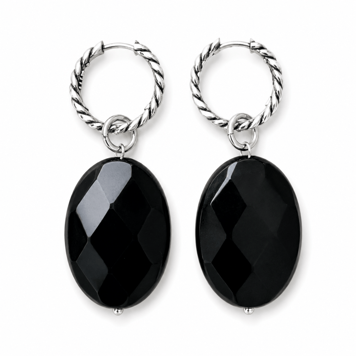 Black Onyx Huggie Earrings