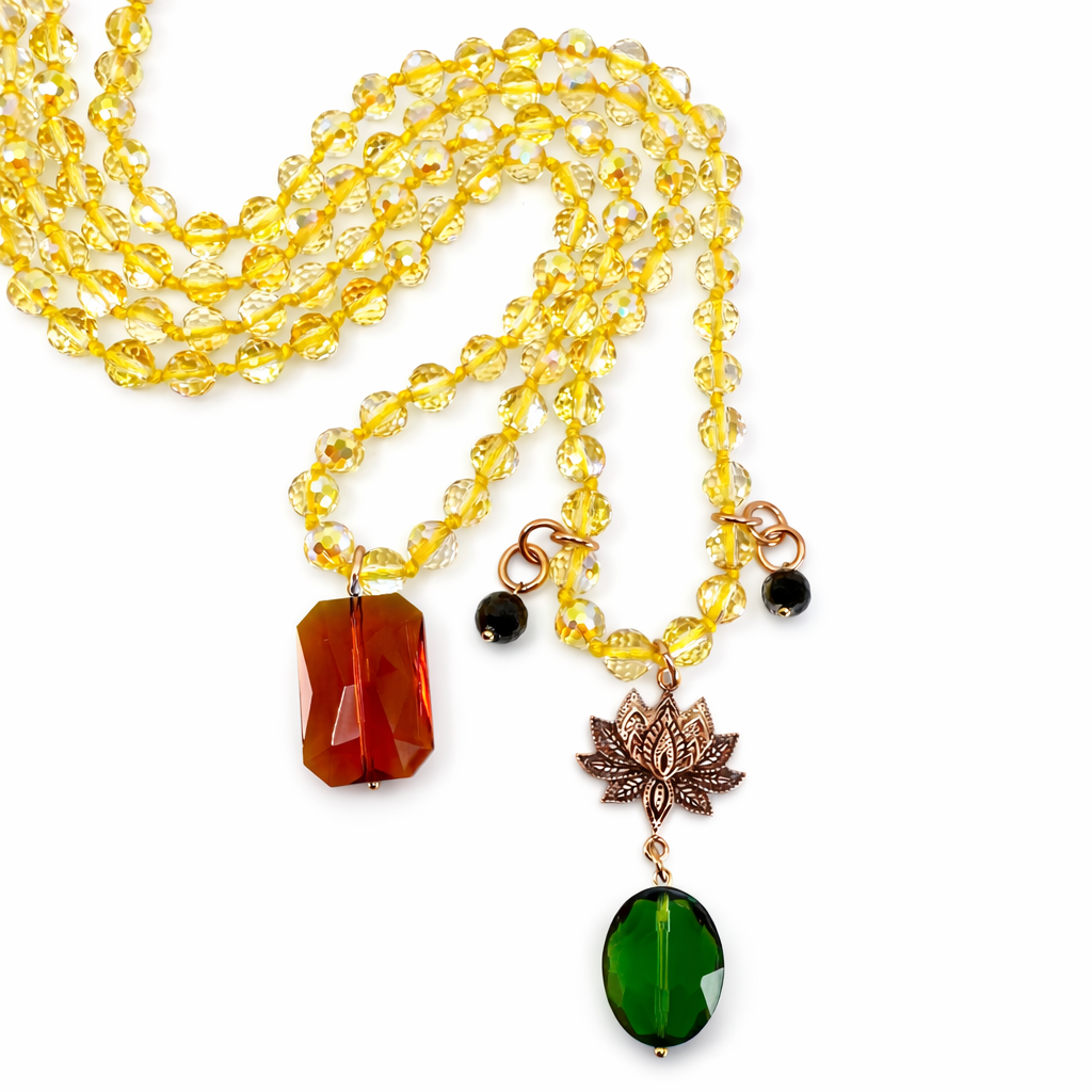 Have Faith Lotus Yellow Crystal Necklace