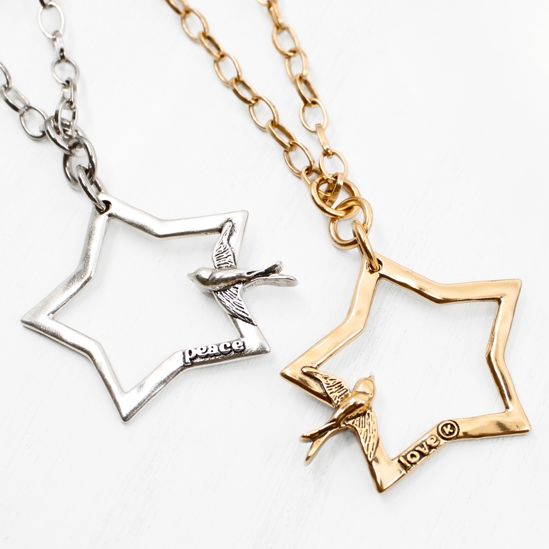 Peace & Love Star and Bird Original Lite Necklace