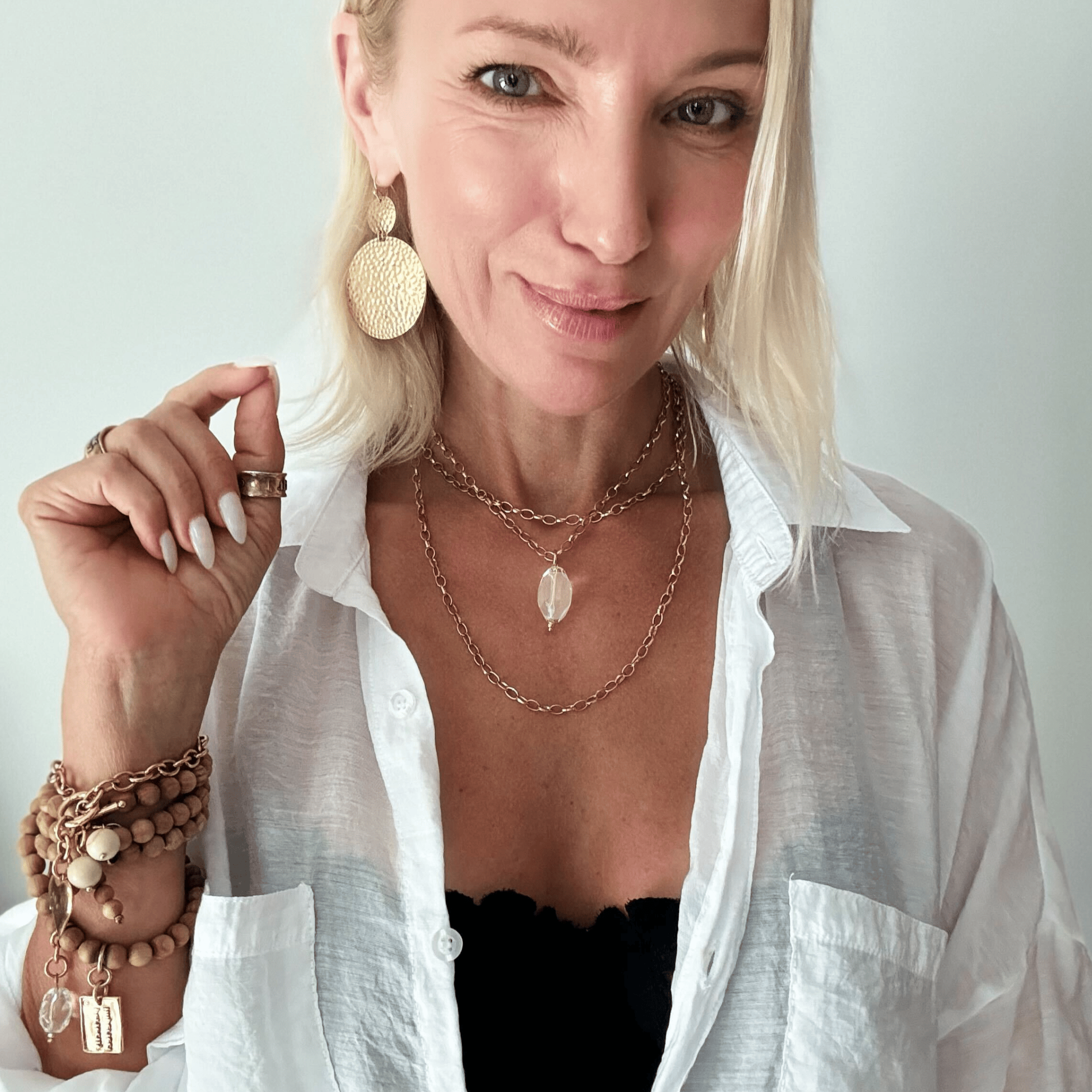 Crystal Quartz Layering Chain Necklace