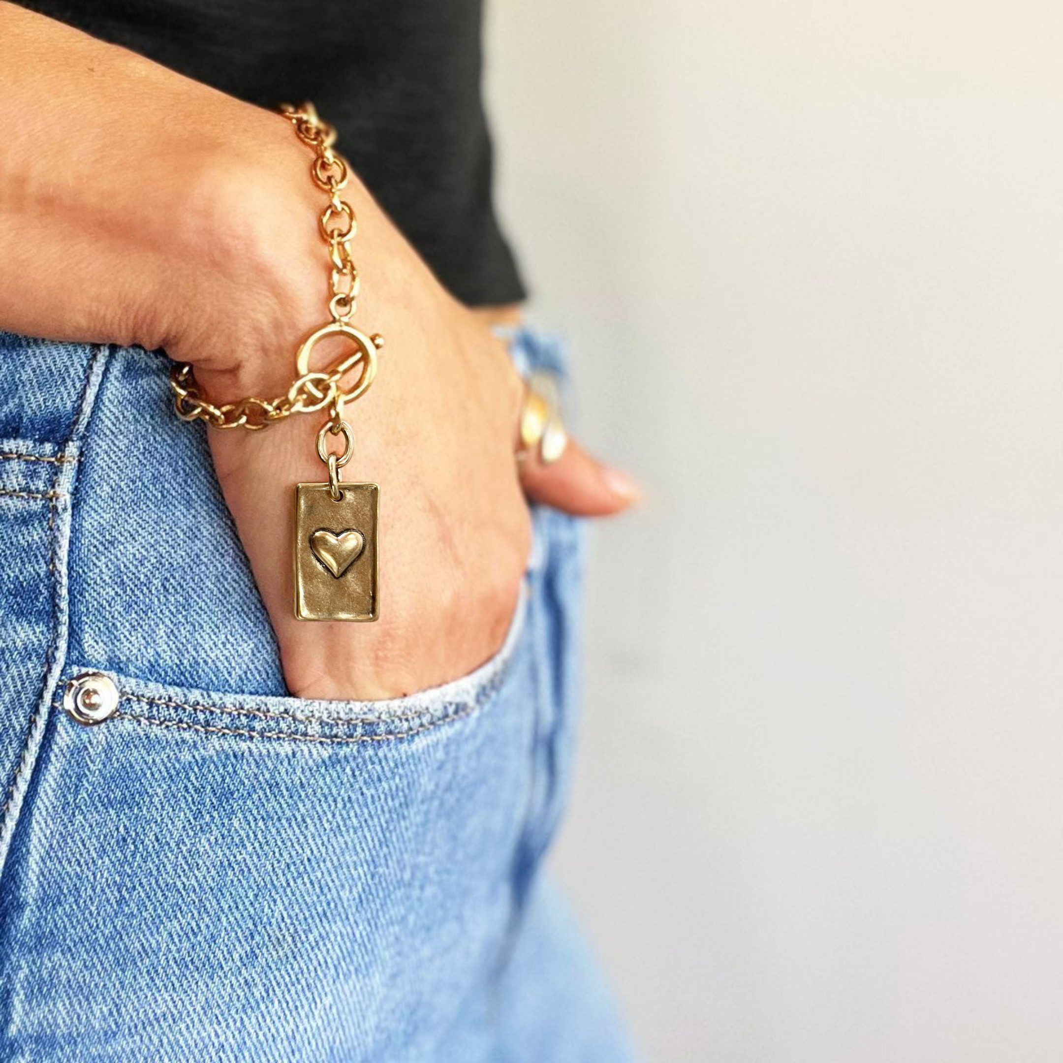 Choose Your Message Rectangle Pendant Chain Bracelet