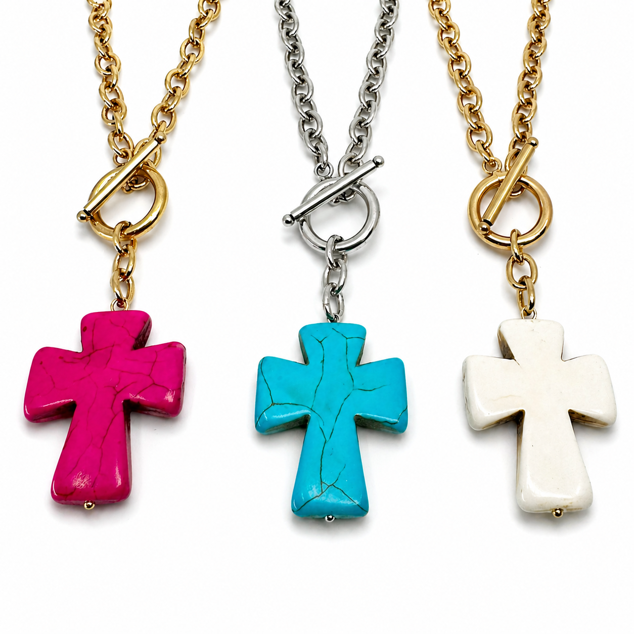 Howlite Cross Choker