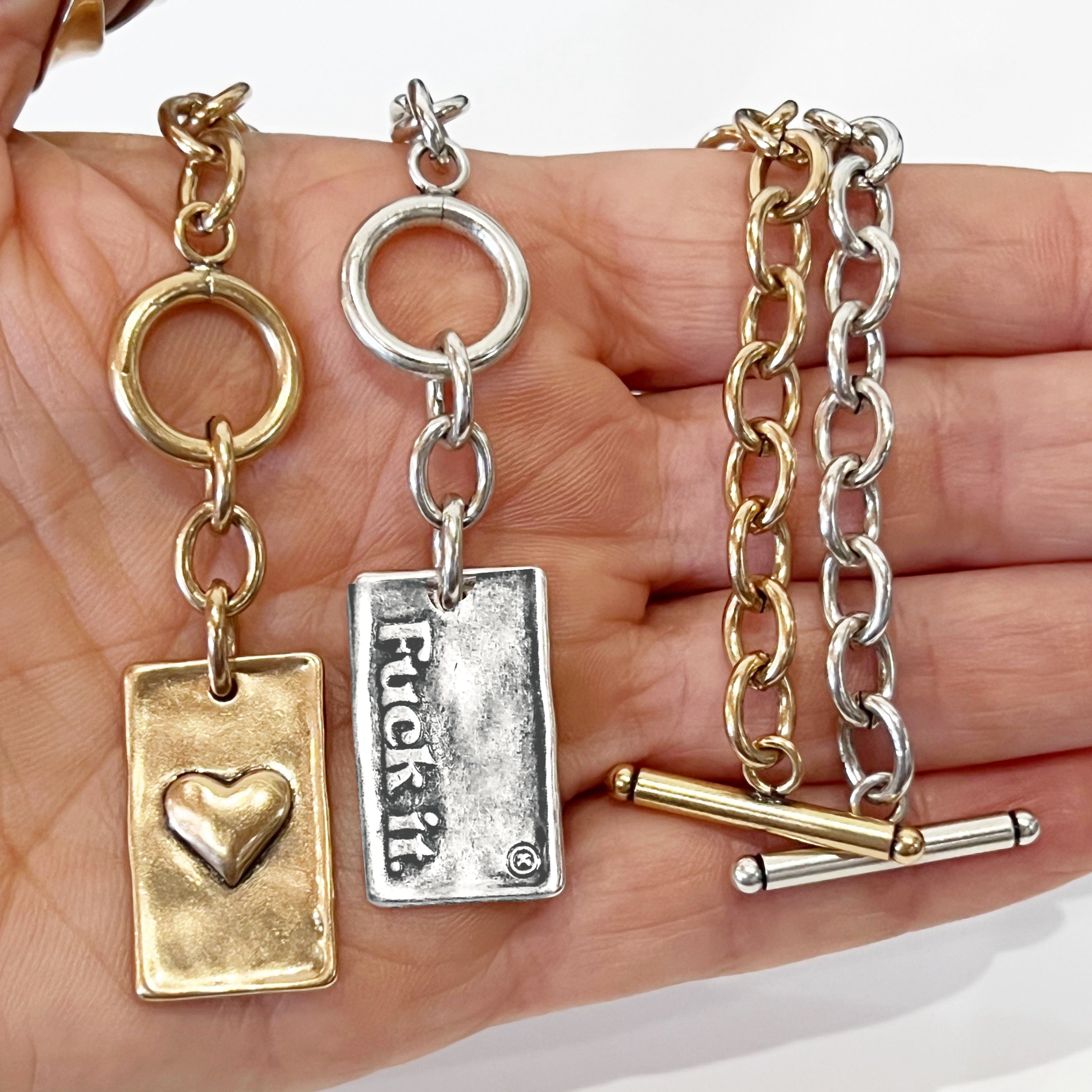 Choose Your Message Rectangle Pendant Chain Bracelet