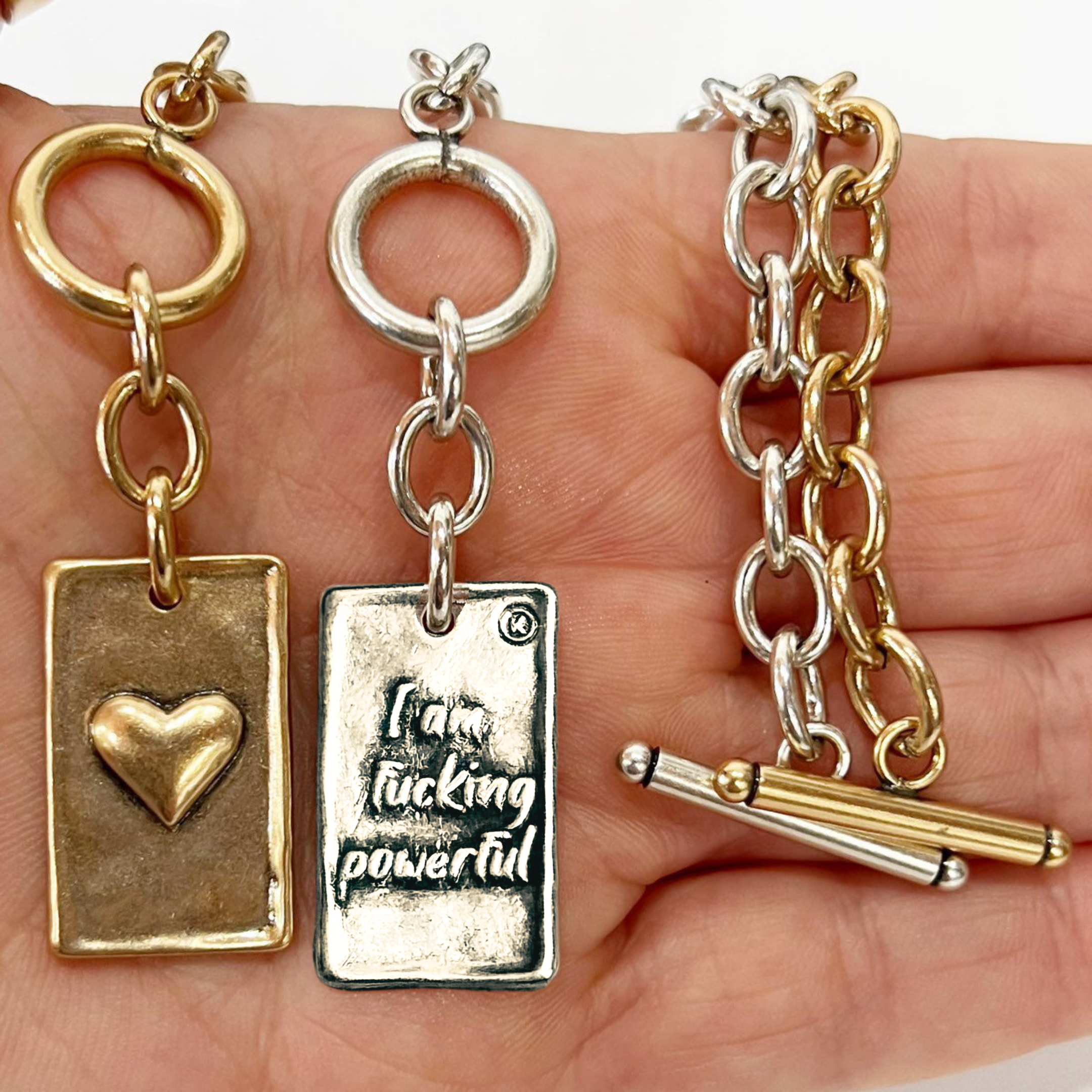 Choose Your Message Rectangle Pendant Chain Bracelet