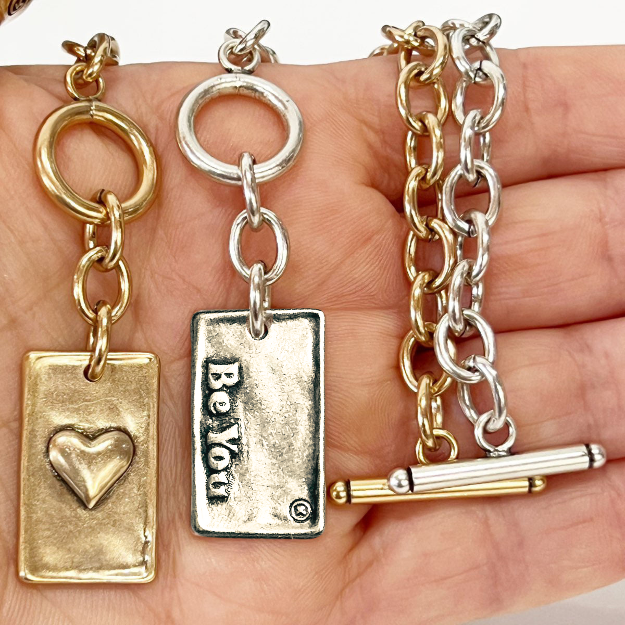 Choose Your Message Rectangle Pendant Chain Bracelet
