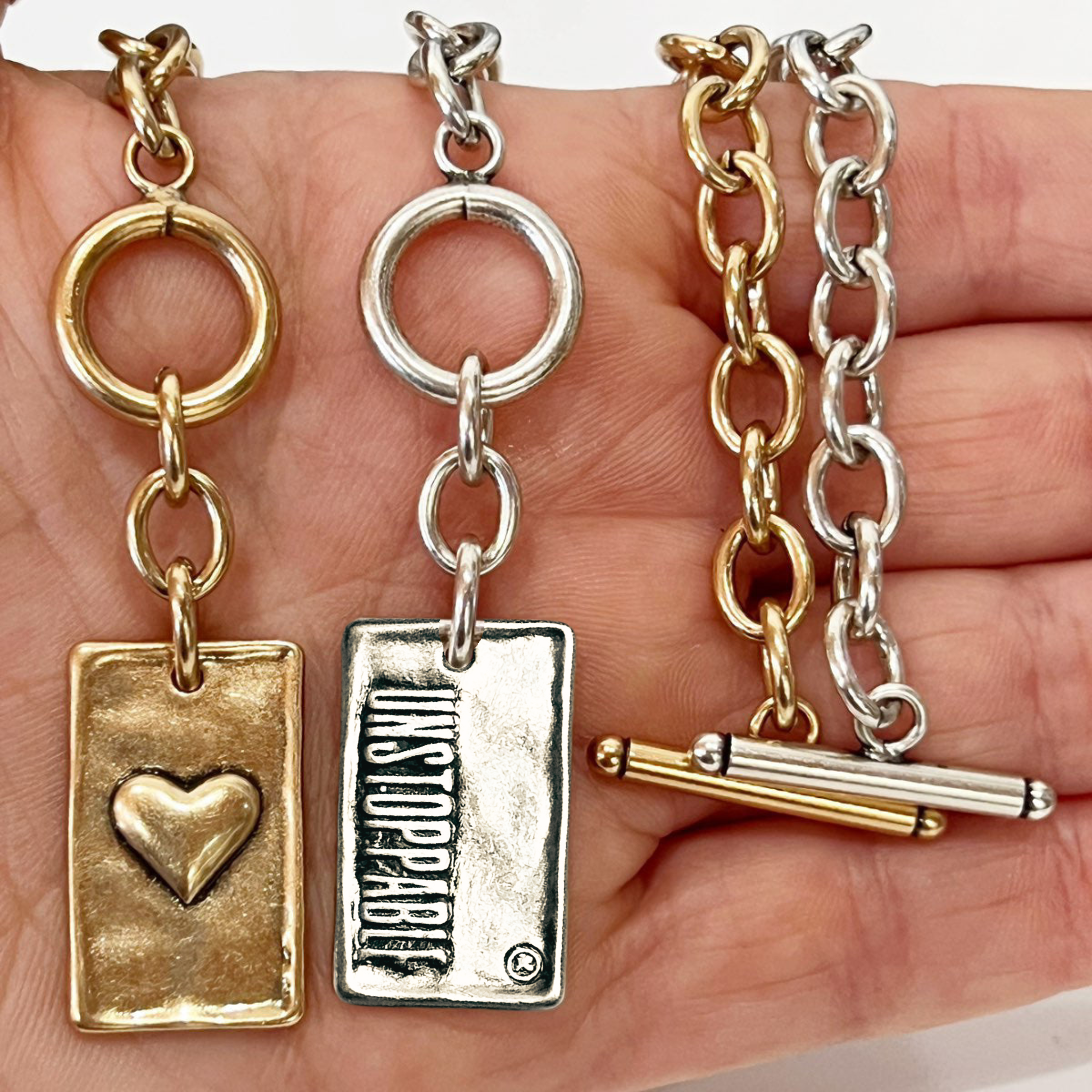 Choose Your Message Rectangle Pendant Chain Bracelet
