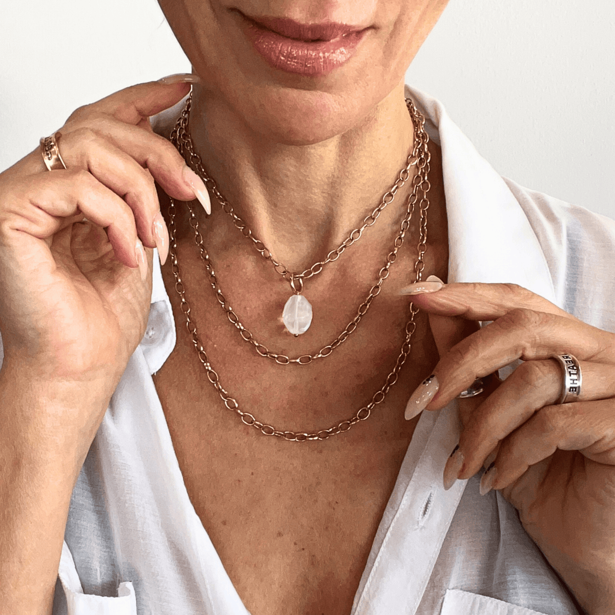 Crystal Quartz Layering Chain Necklace