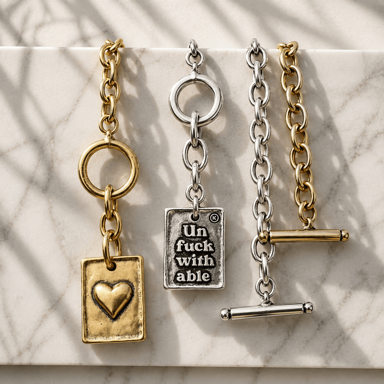 Choose Your Message Square Pendant Chain Bracelet
