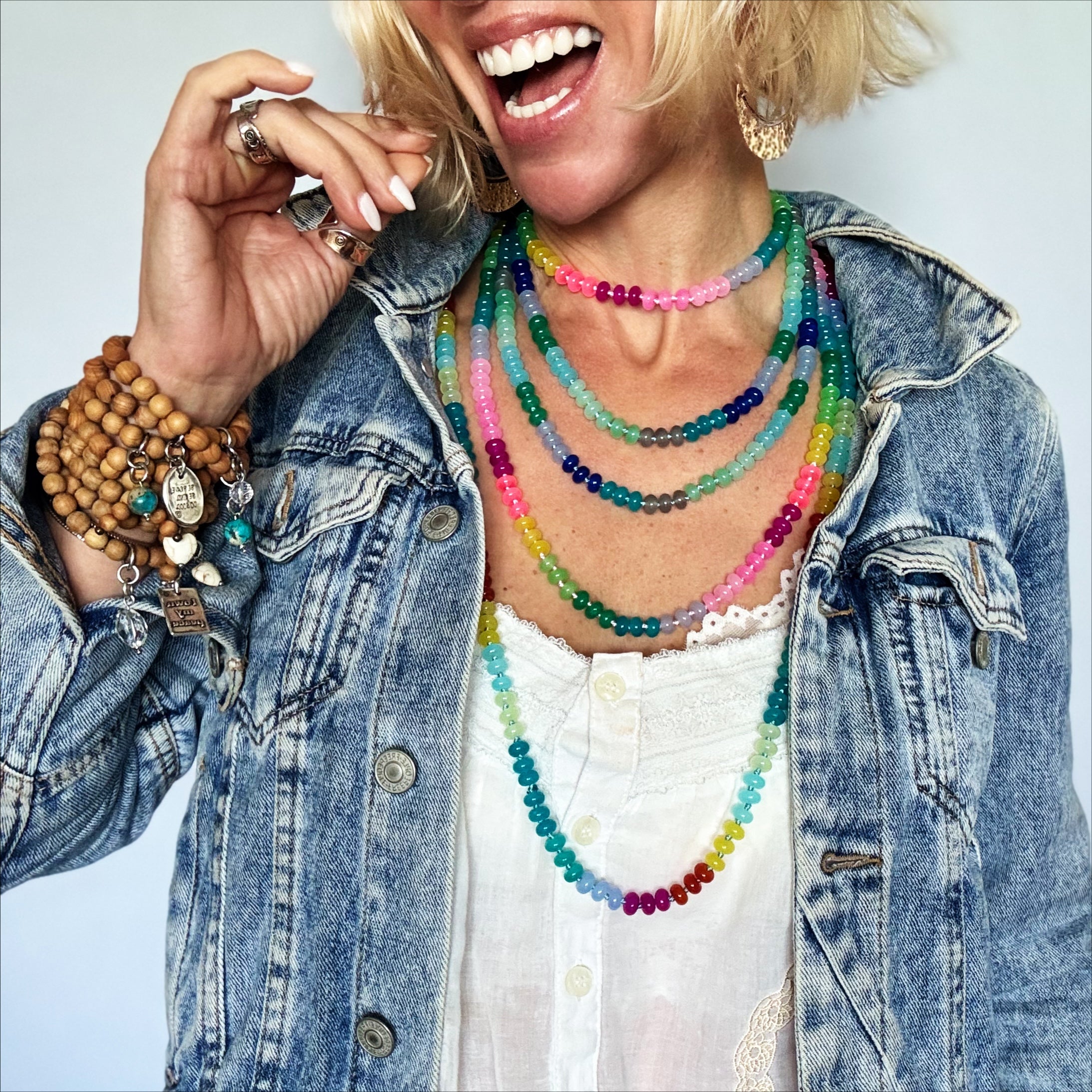 Live Colorfully Beaded Layering Necklace