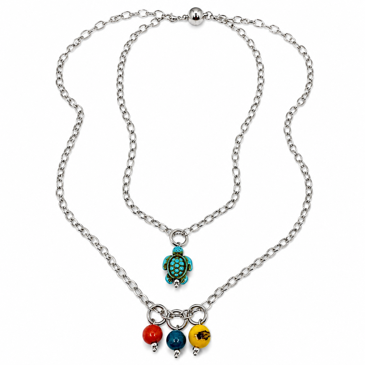 Blue Howlite Turtle Dainty Necklace