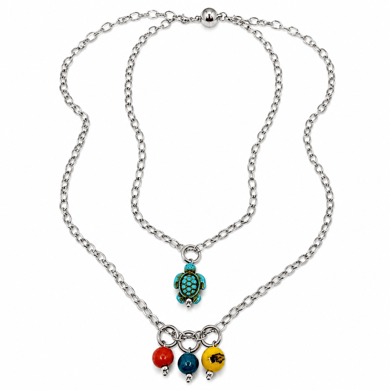 Blue Howlite Turtle Dainty Necklace