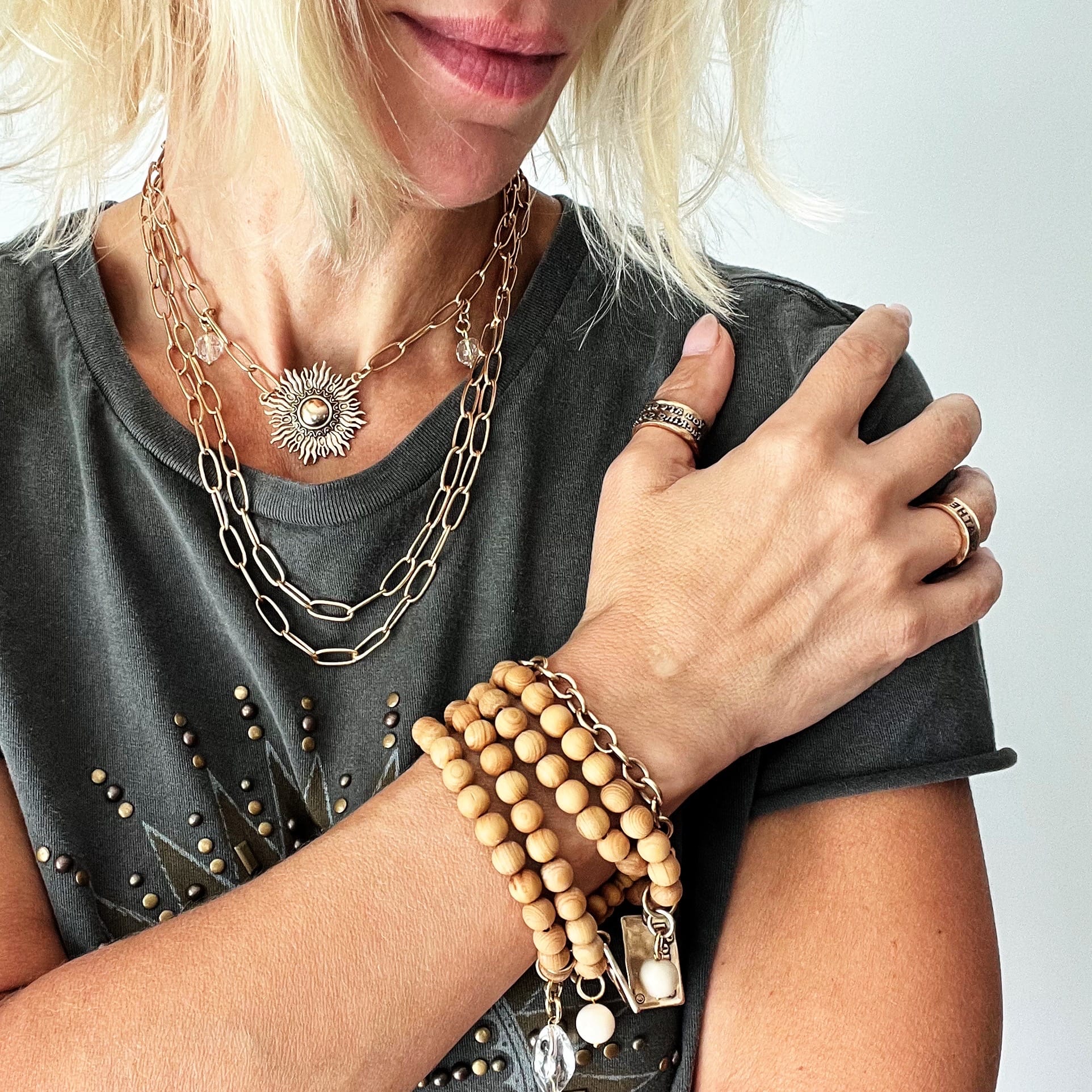 Perfectly Imperfect Sunburst Long Chain Necklace