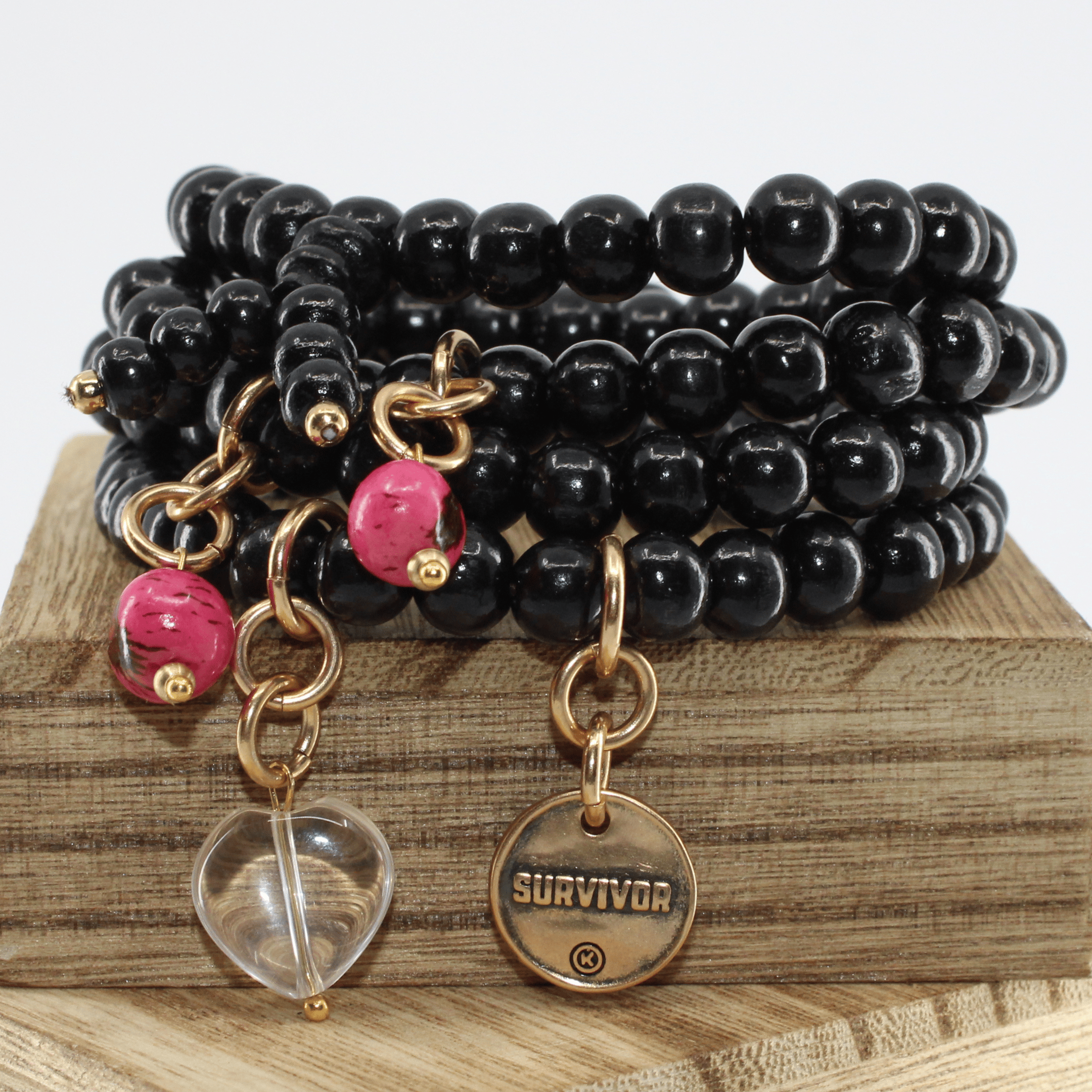 Survivor Heart Wood Boho Wrap Bracelet/Necklace