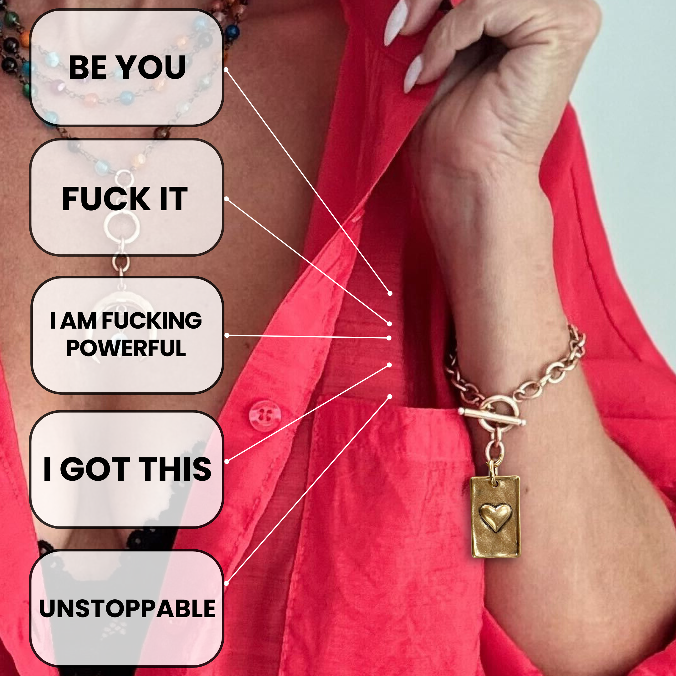 Choose Your Message Rectangle Pendant Chain Bracelet