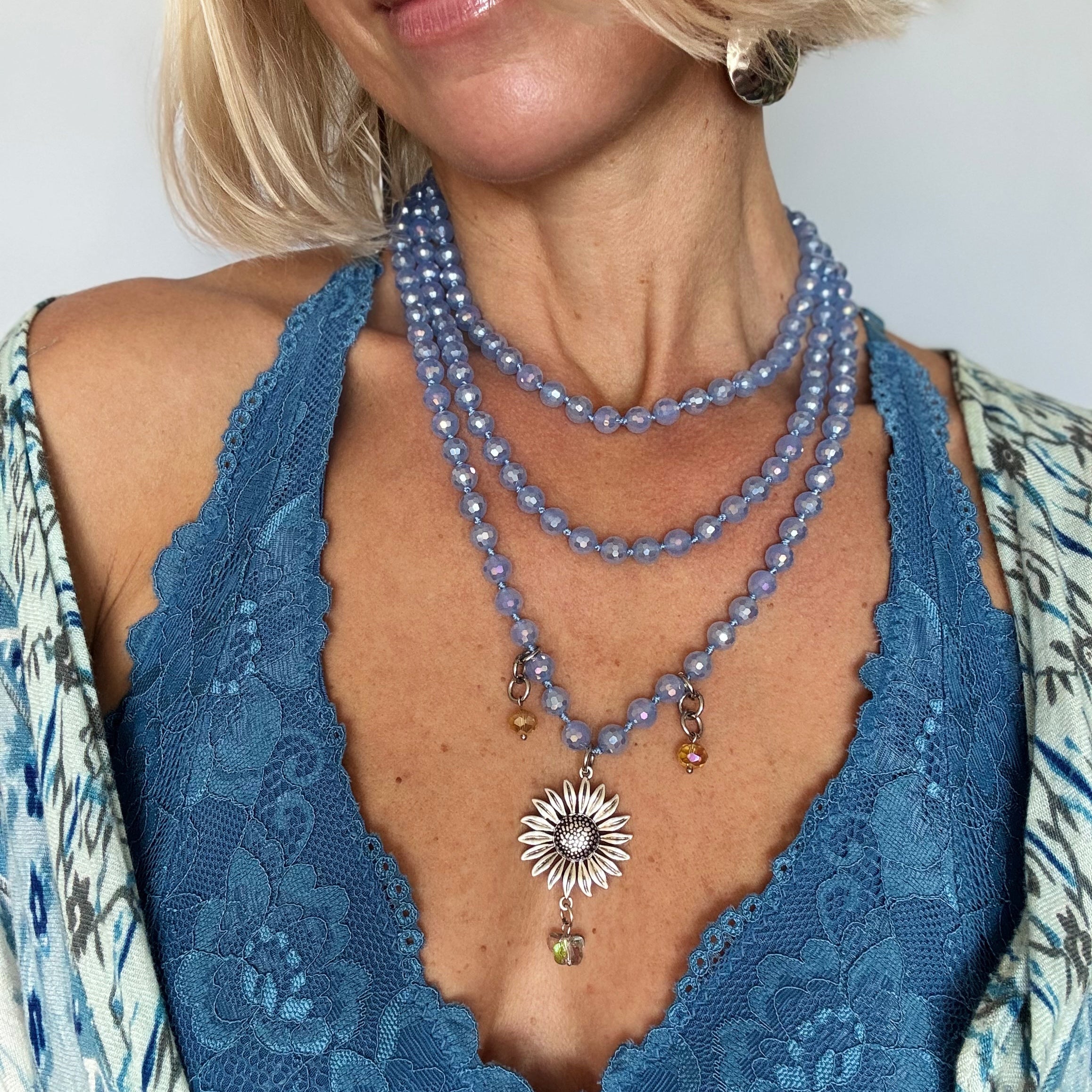 You Do You Sunflower Crystal Beaded Necklace