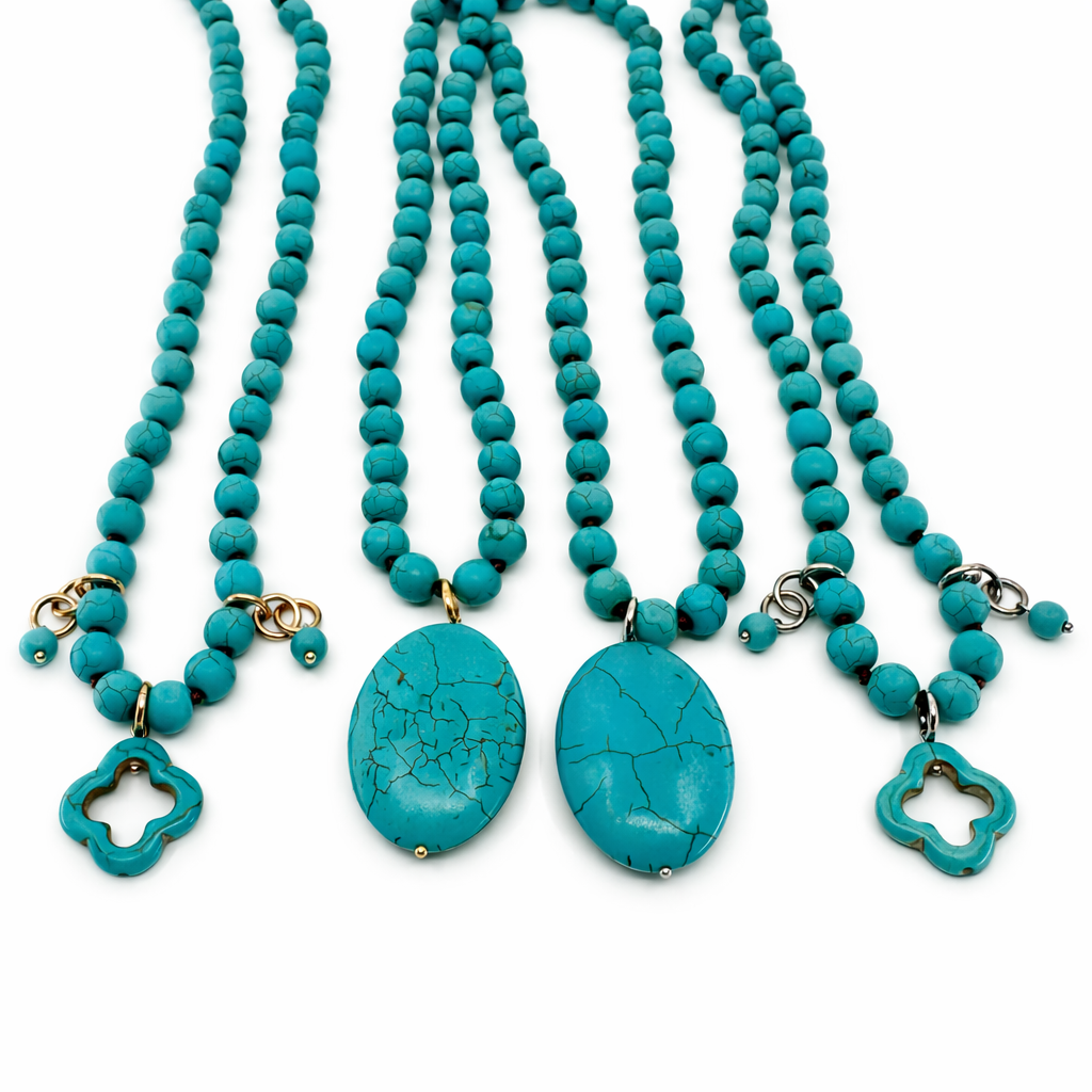 Blue Howlite Long Layering Necklace