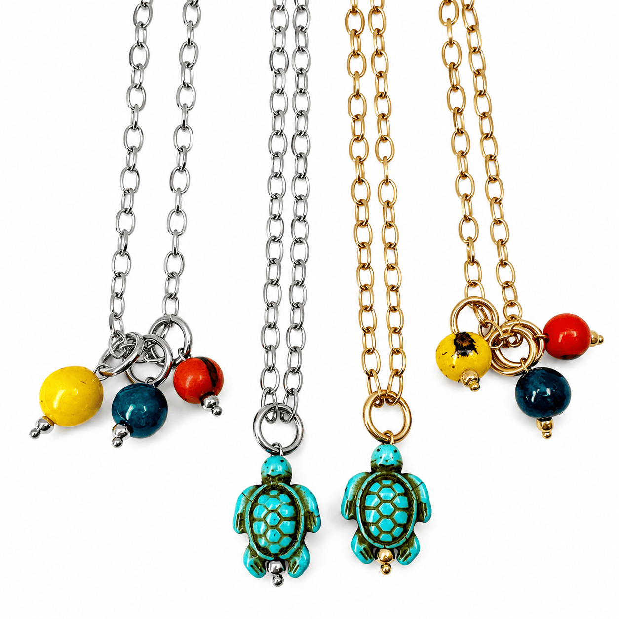 Blue Howlite Turtle Dainty Necklace
