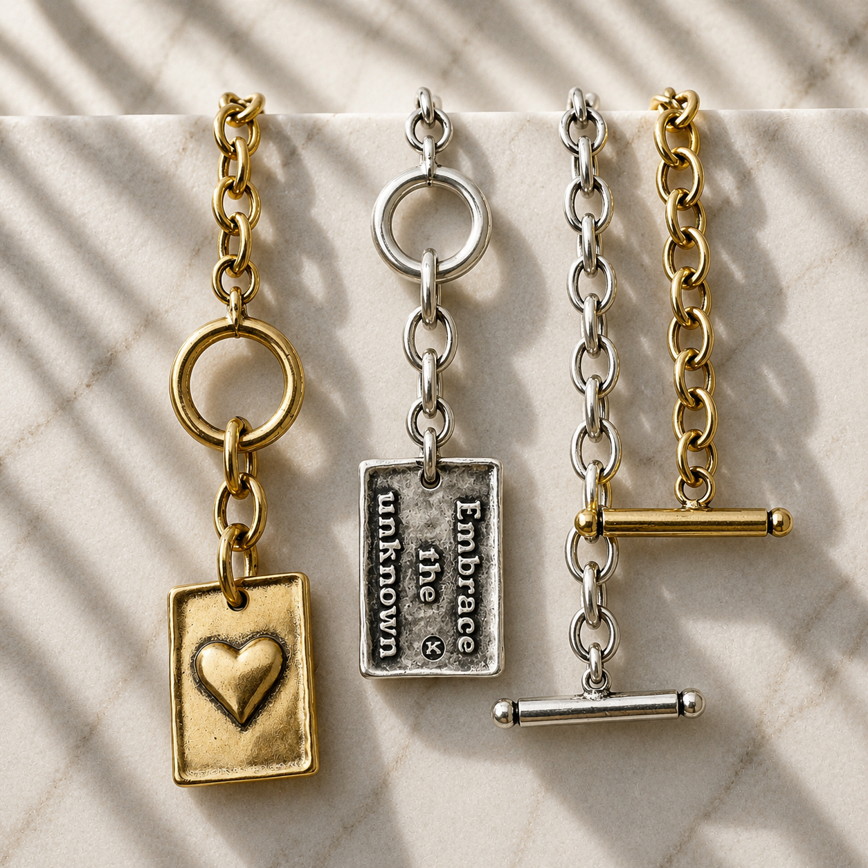 Choose Your Message Square Pendant Chain Bracelet