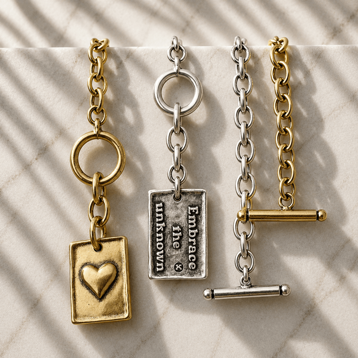 Choose Your Message Square Pendant Chain Bracelet