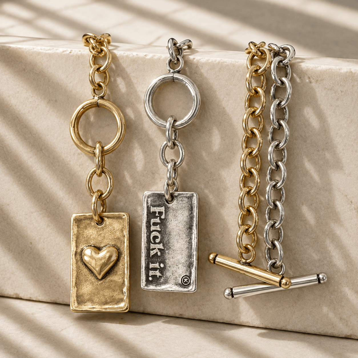 Choose Your Message Rectangle Pendant Chain Bracelet