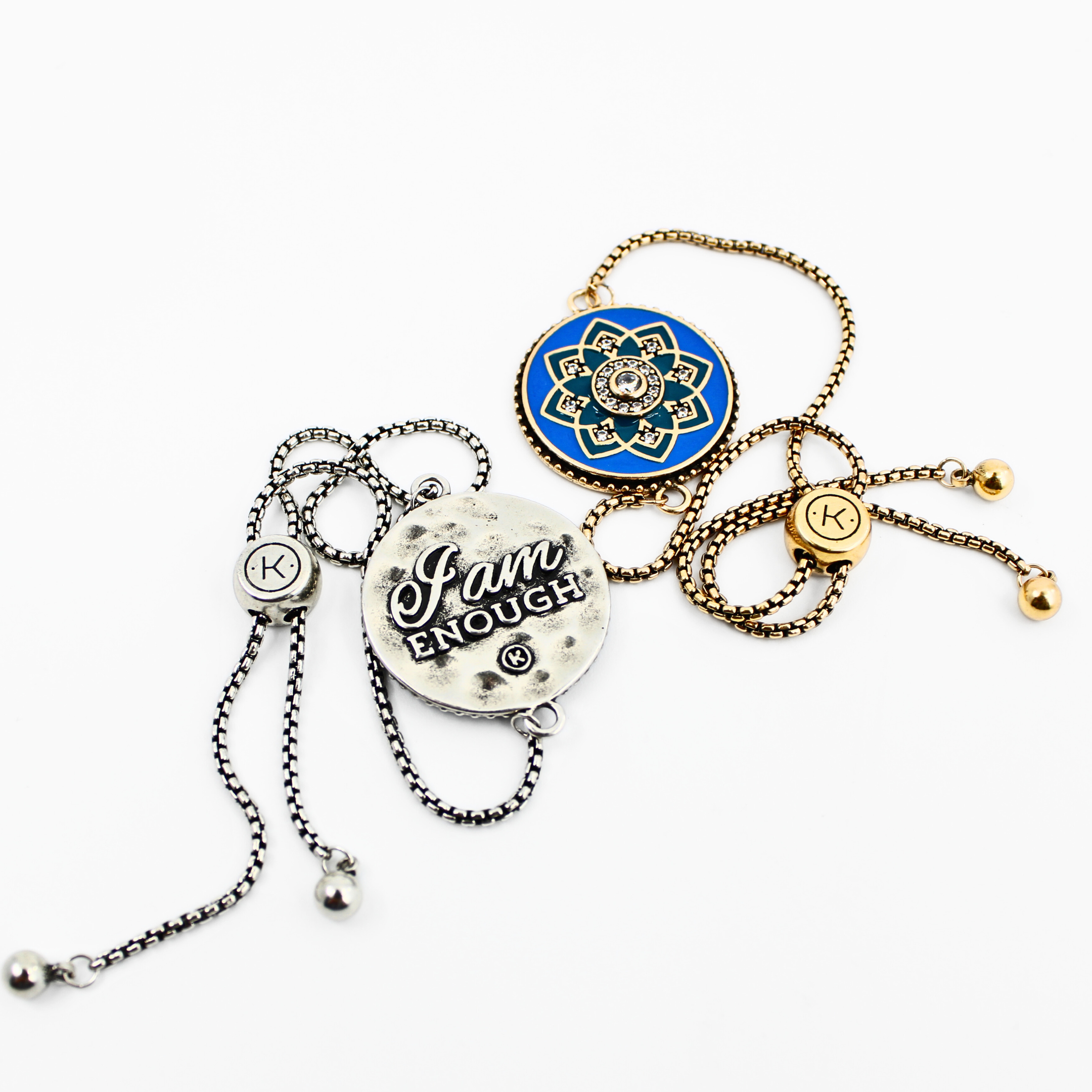I Am Enough Mandala Adjustable Chain Bracelet