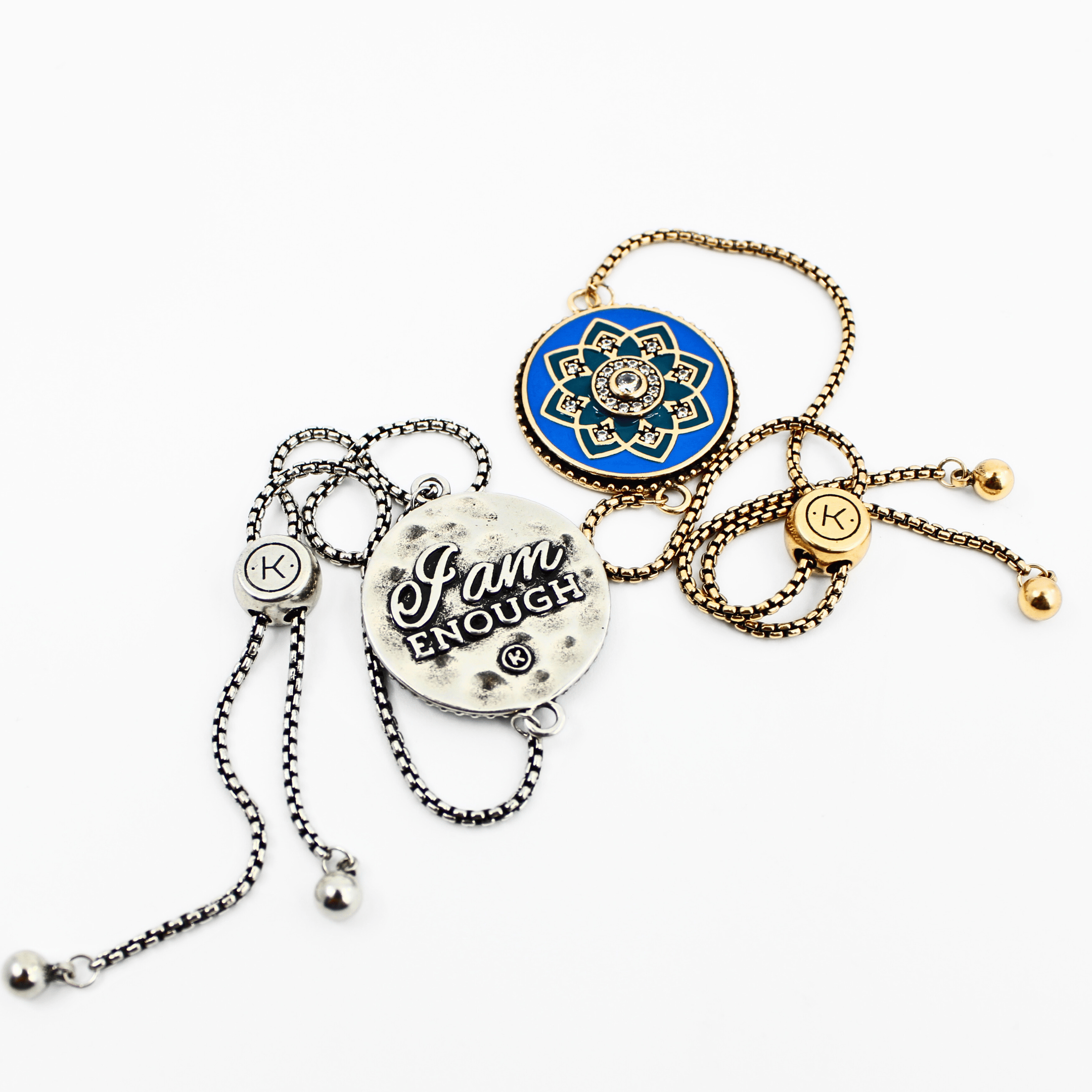 I Am Enough Mandala Adjustable Chain Bracelet