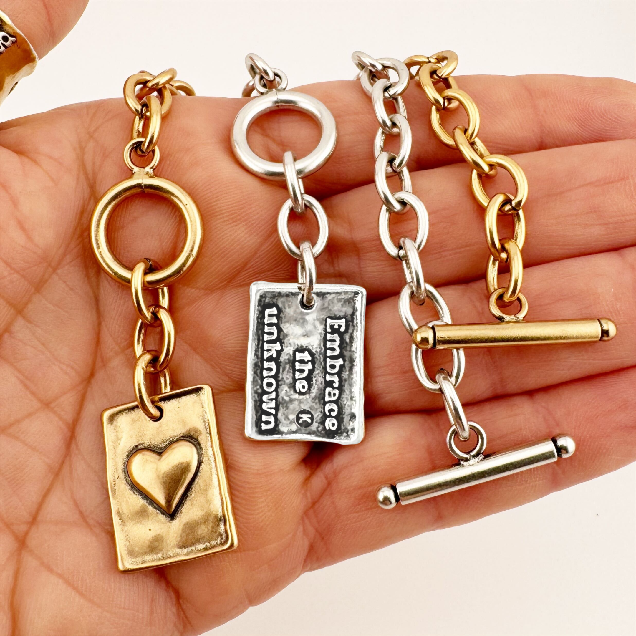 Choose Your Message Square Pendant Chain Bracelet