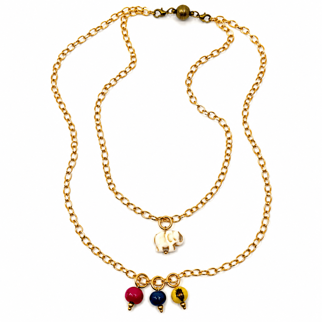 Off White Howlite Elephant Dainty Necklace