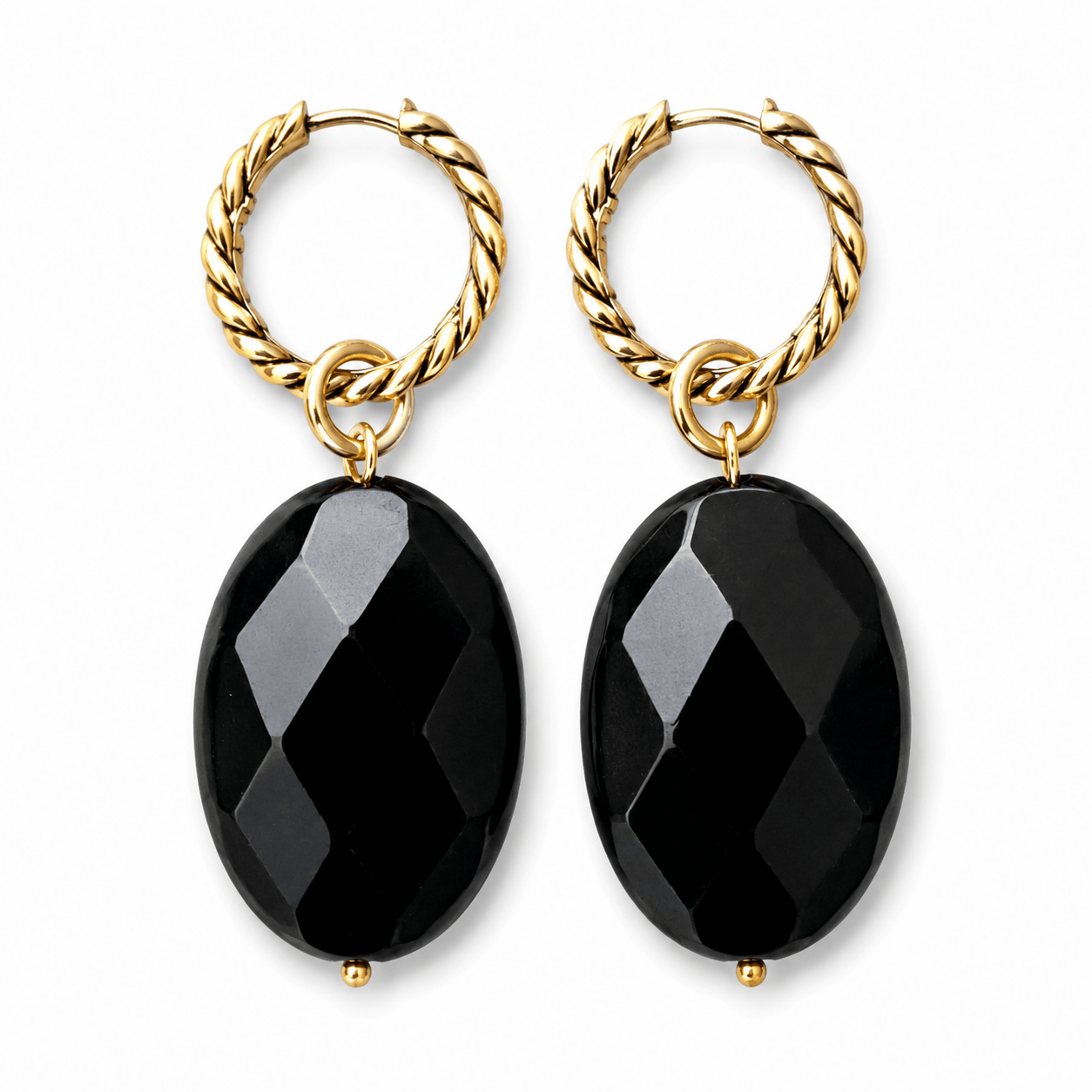 Black Onyx Huggie Earrings