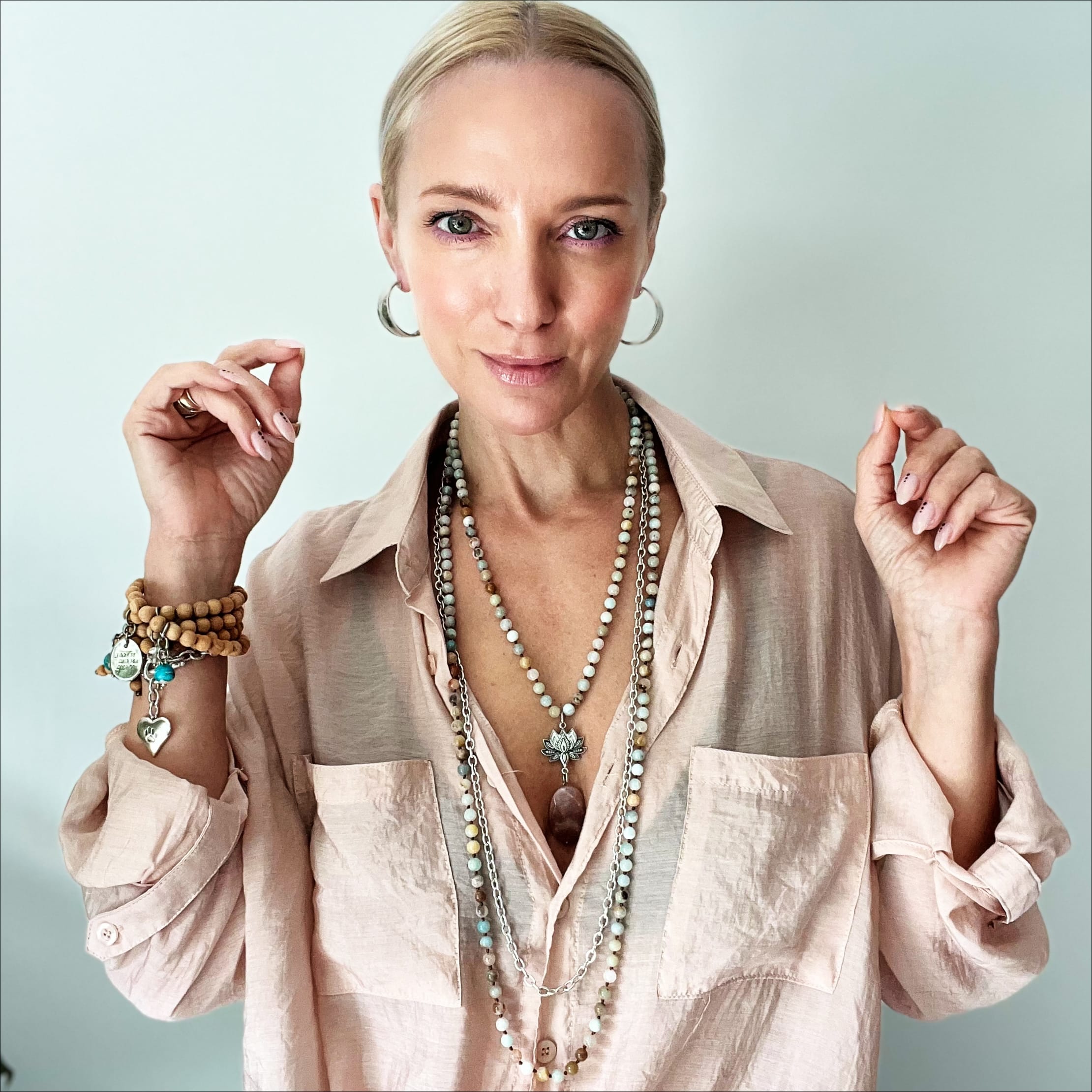 Have Faith Lotus Amazonite Long Chain Fusion Necklace