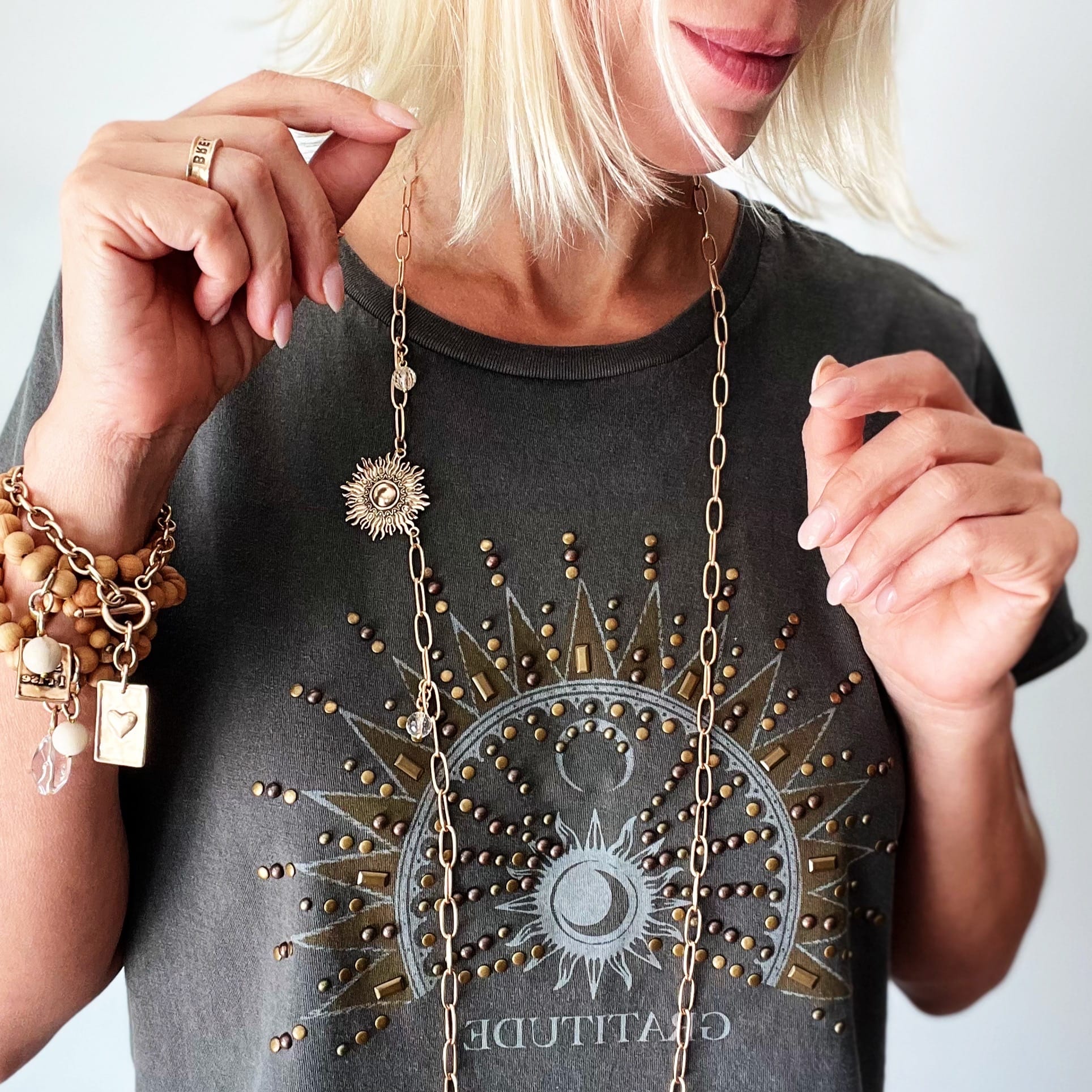 Perfectly Imperfect Sunburst Long Chain Necklace