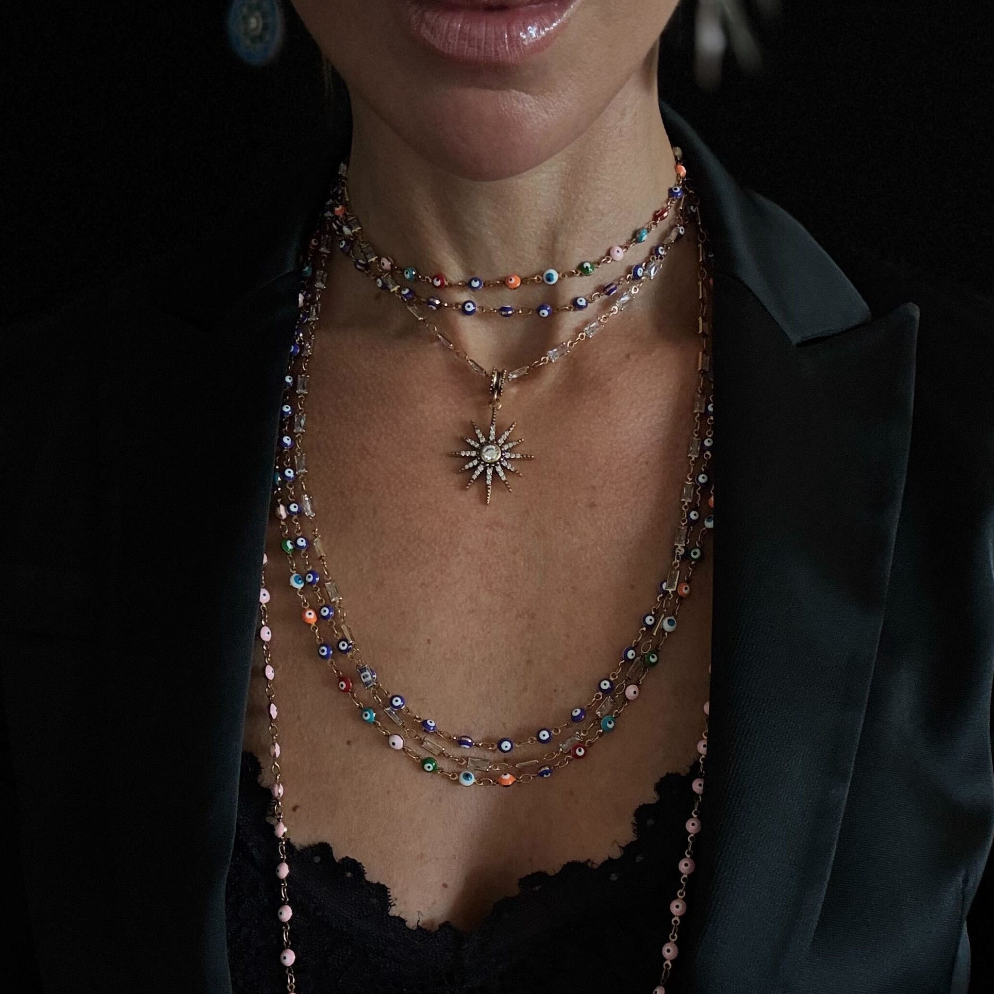 Breathe Crystal Starburst Chain Necklace