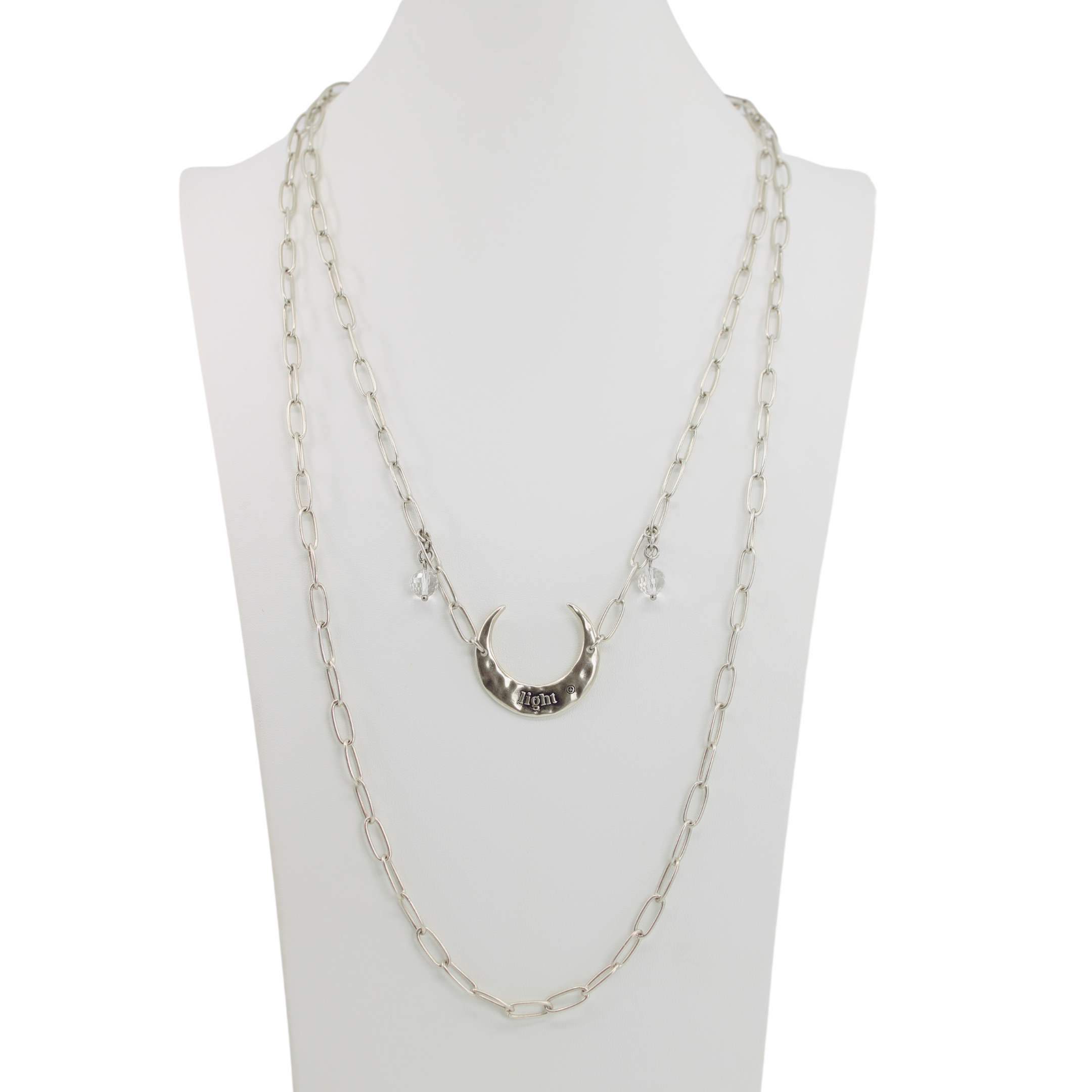 Light Crescent Moon Long Chain Necklace