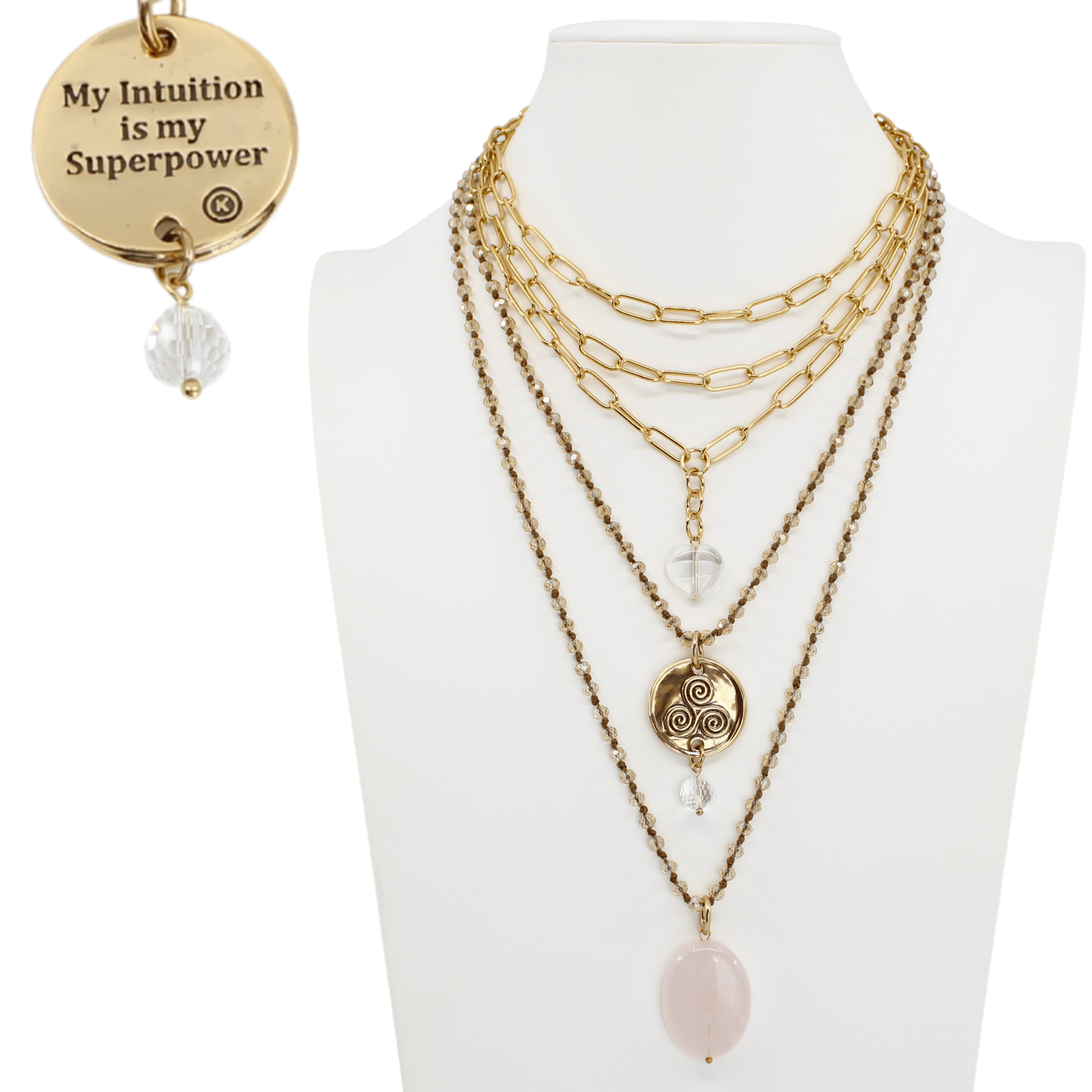 My Intuition Is My Superpower Triskelion Necklace Layering Set