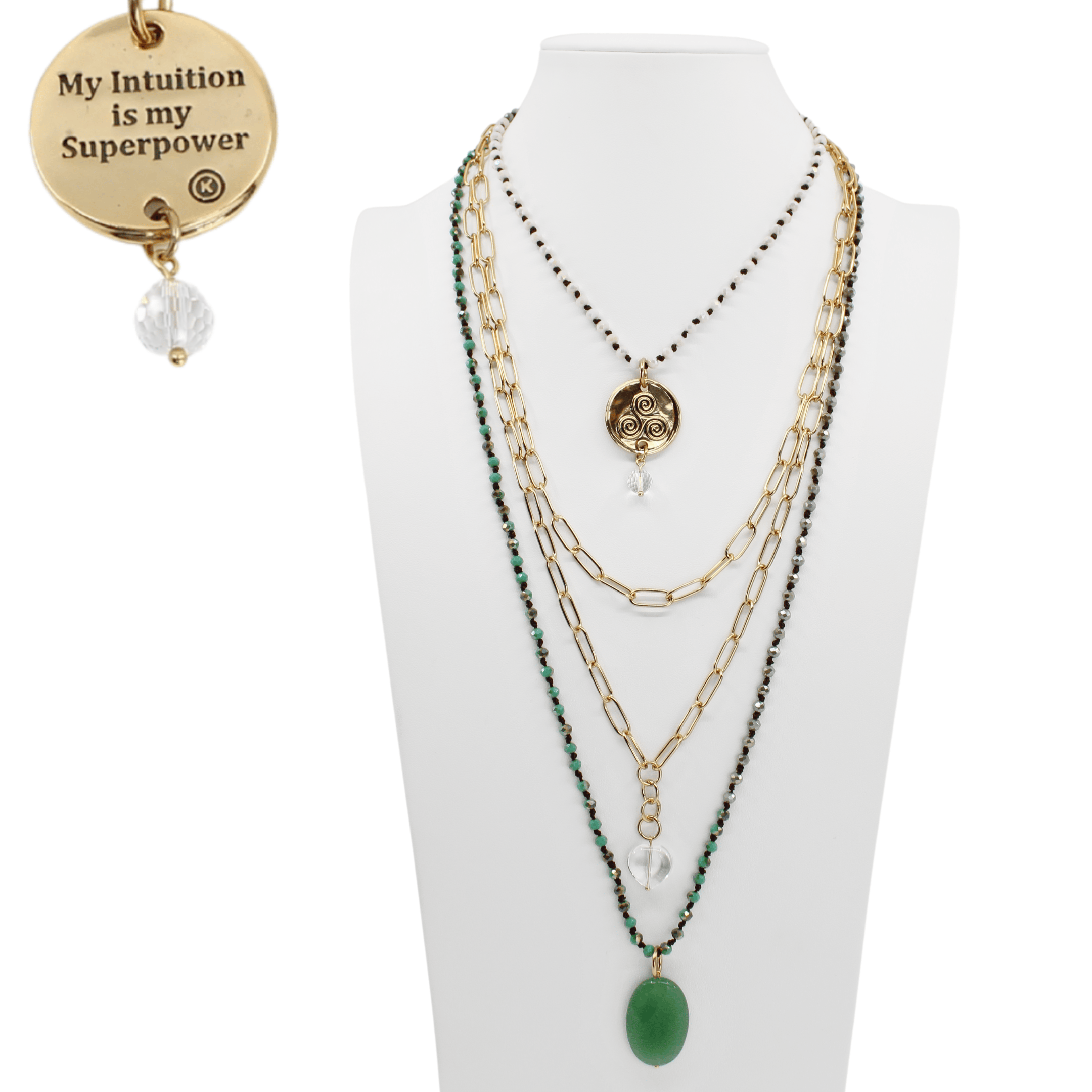 My Intuition Is My Superpower Triskelion Necklace Layering Set