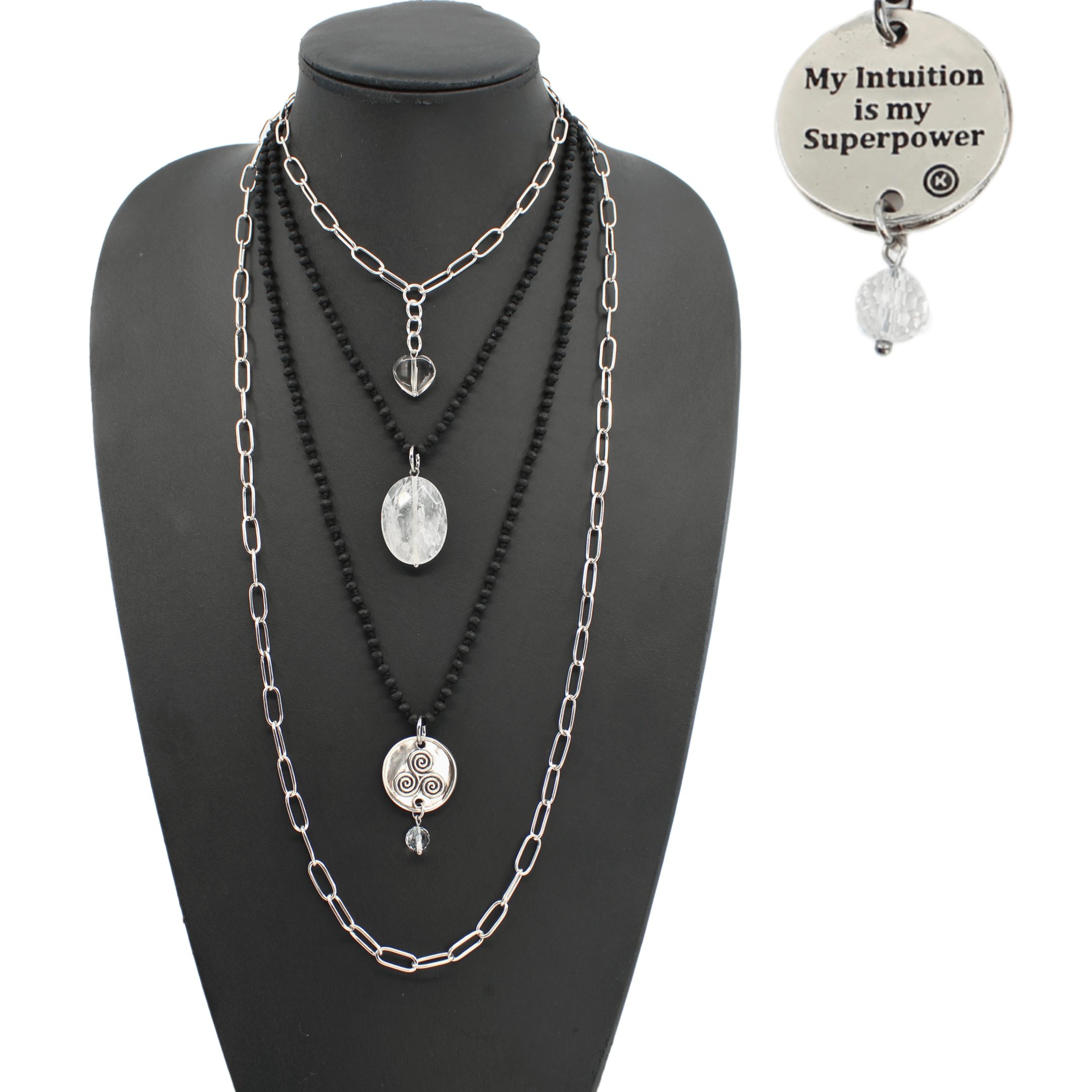 My Intuition Is My Superpower Triskelion Necklace Layering Set