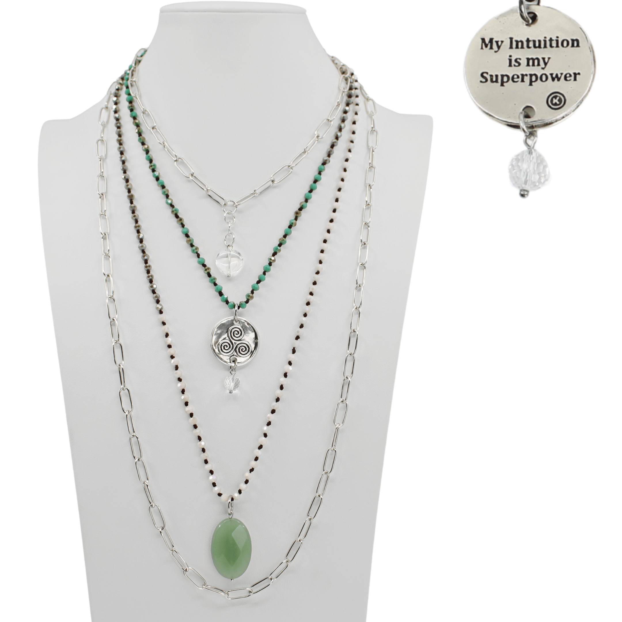 My Intuition Is My Superpower Triskelion Necklace Layering Set