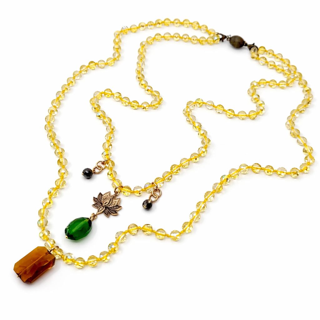 Have Faith Lotus Yellow Crystal Necklace