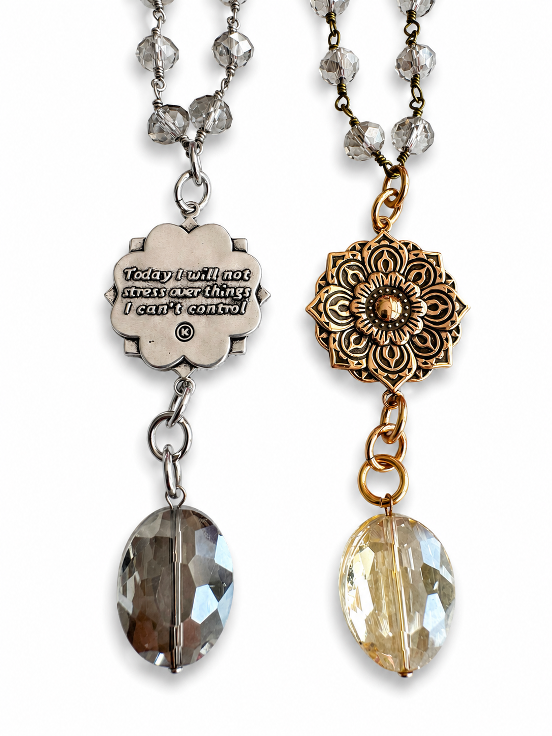 Today I Will Not Stress Over Things I Can't Control Flower Rosary Necklace