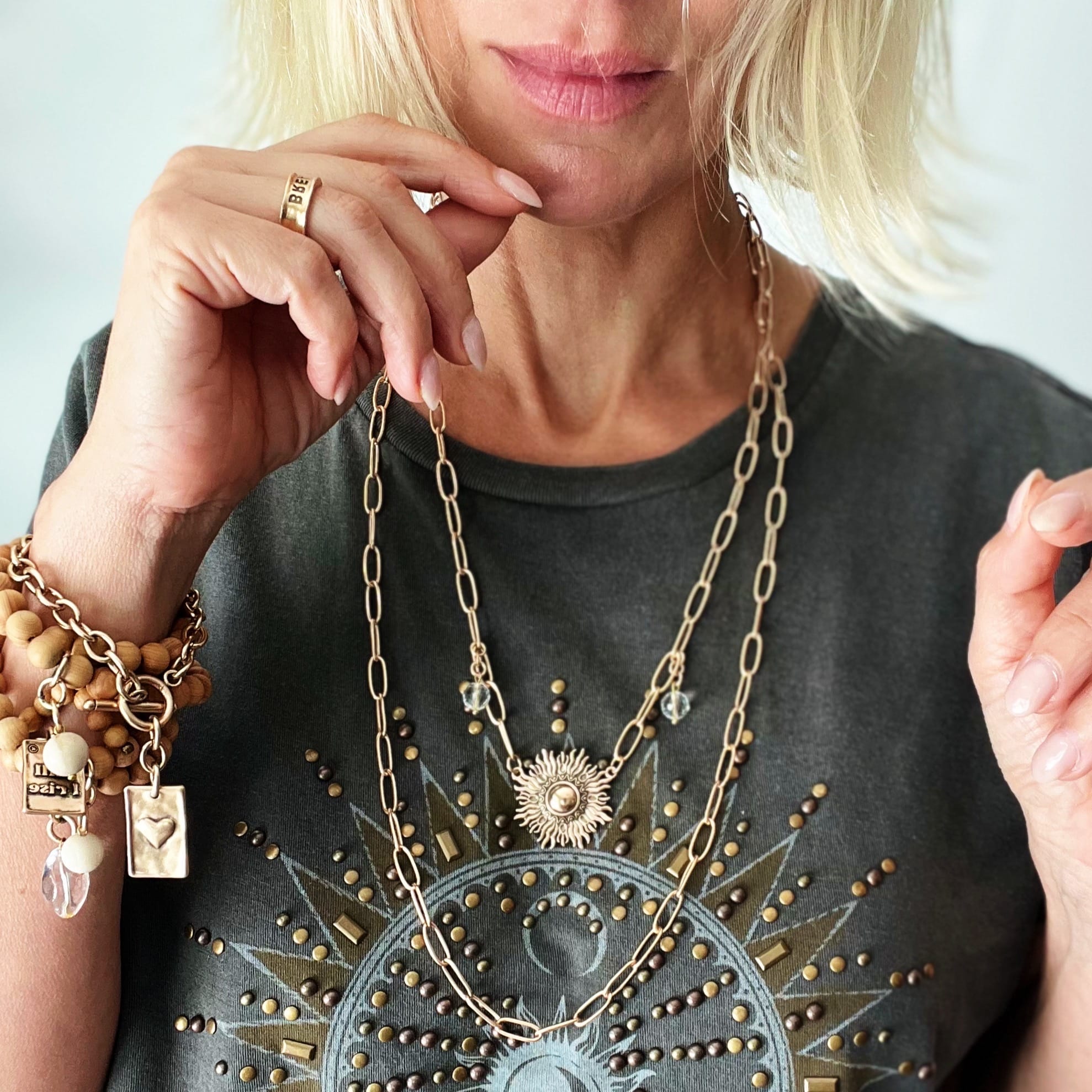 Perfectly Imperfect Sunburst Long Chain Necklace