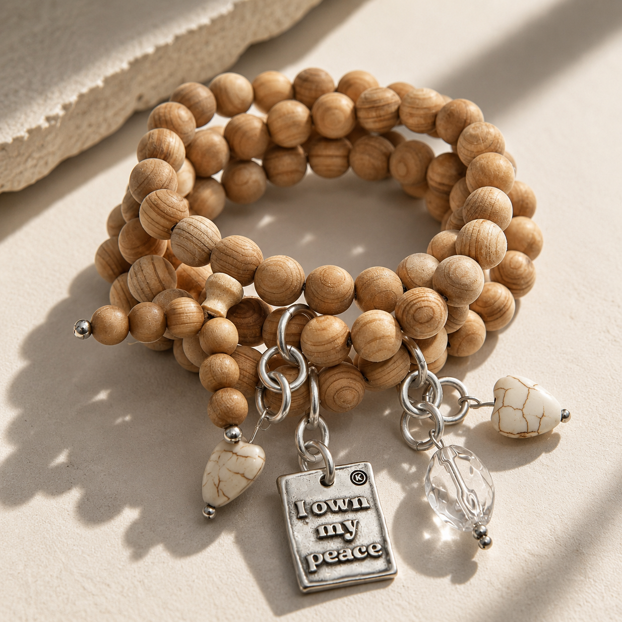 I Own My Peace Heart Wood Boho Wrap Bracelet/Necklace