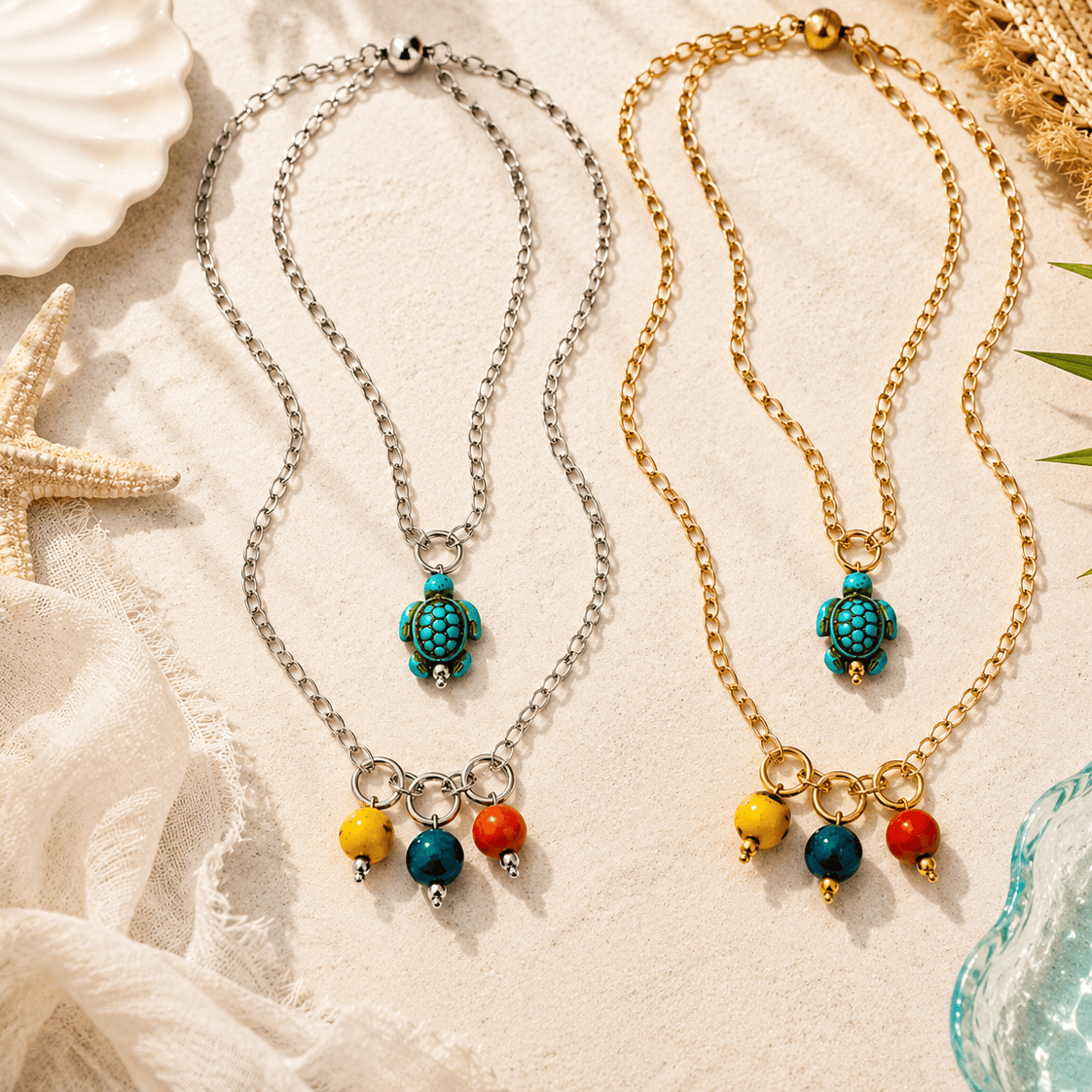 Blue Howlite Turtle Dainty Necklace
