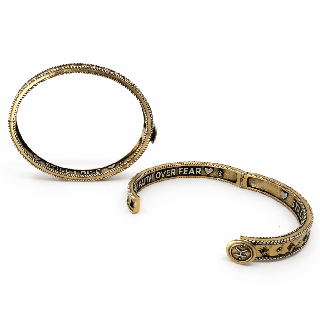 Faith Over Fear Still I Rise Affirmation Bangle Bracelet