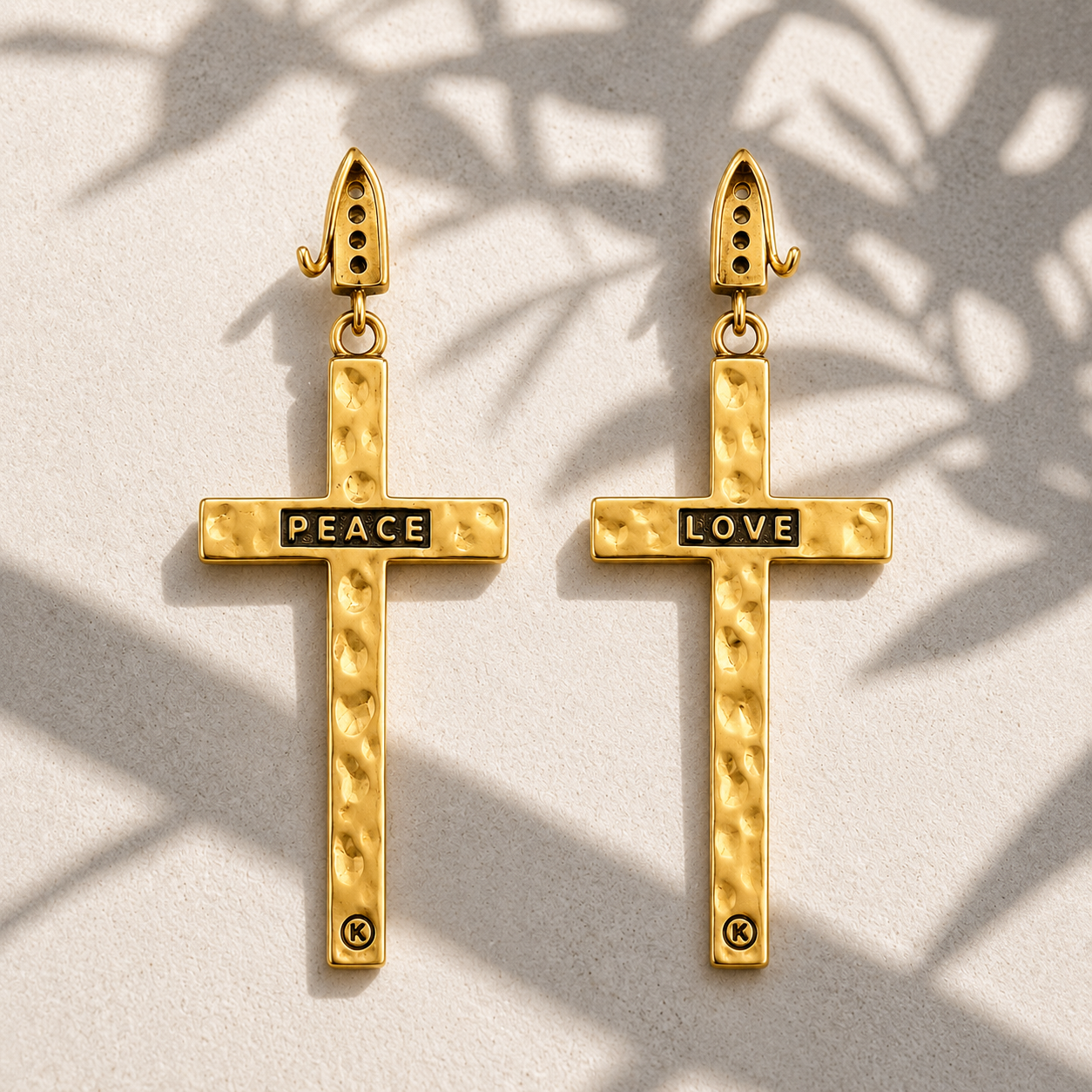 Peace & Love Black Cross Earrings