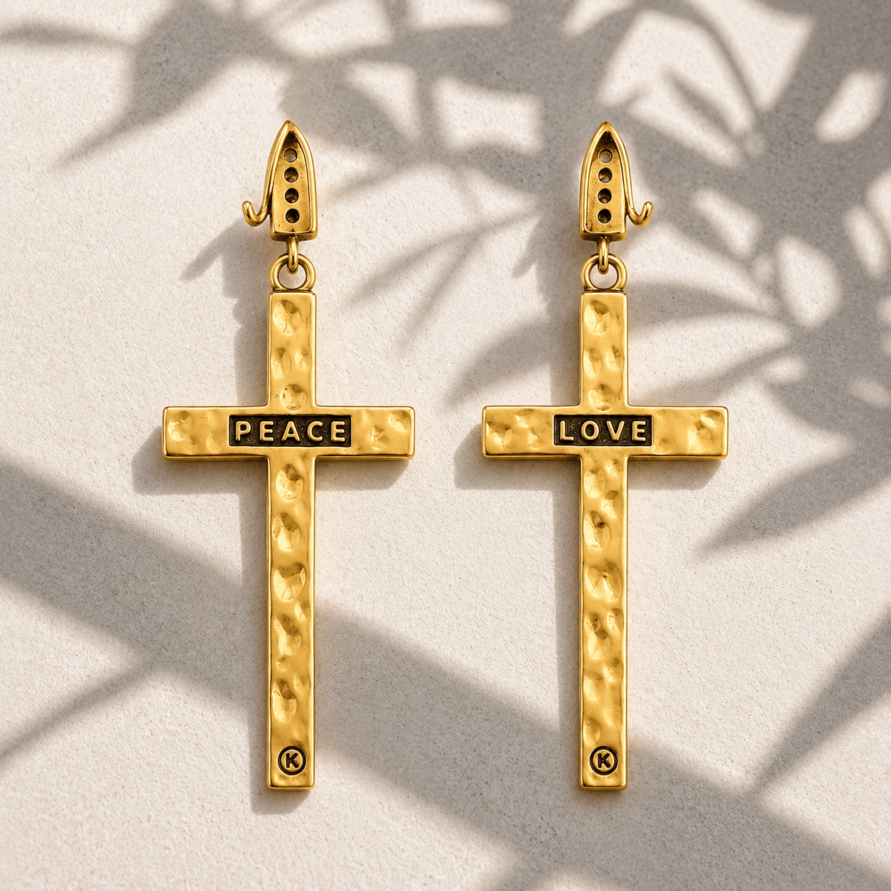 Peace & Love Black Cross Earrings