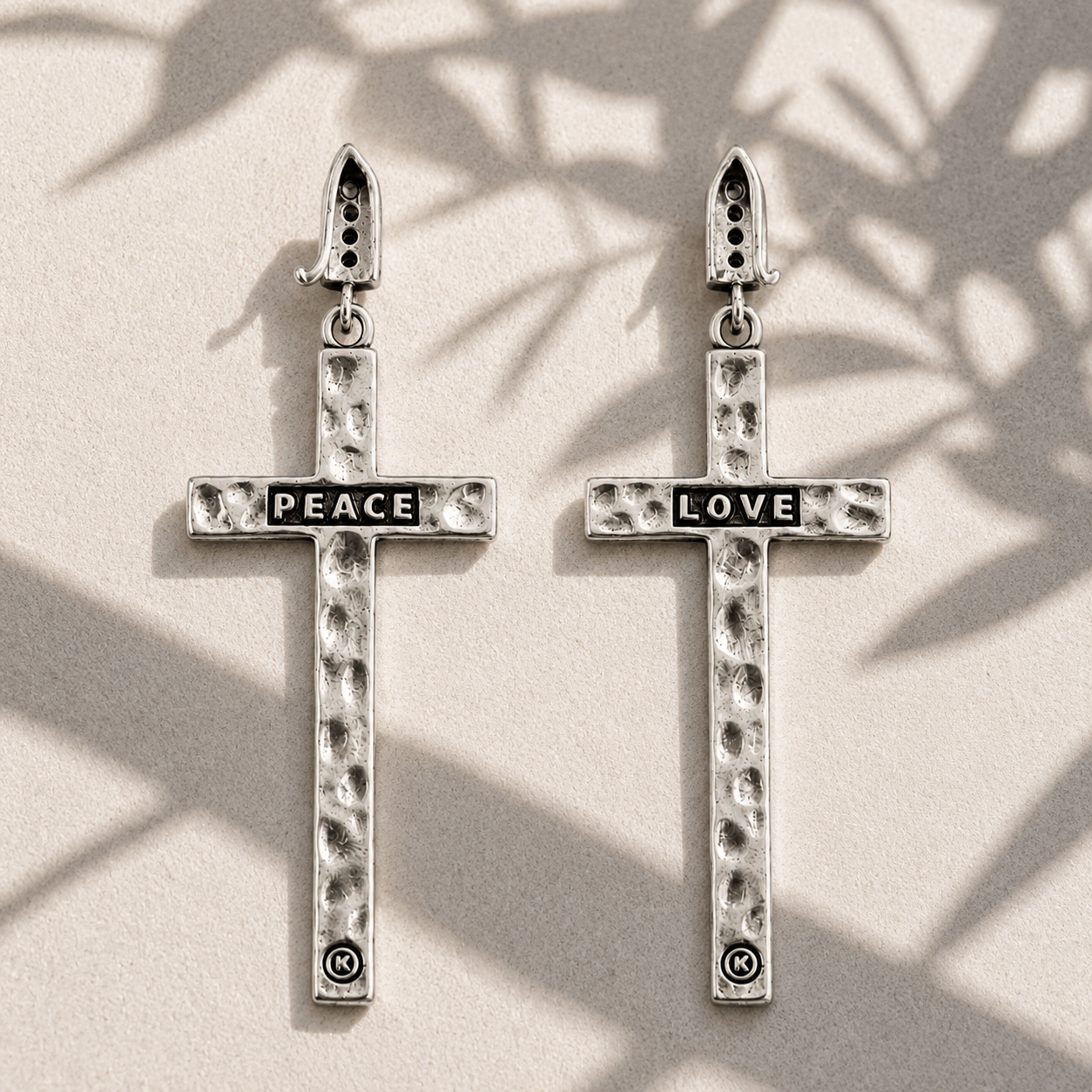 Peace & Love Black Cross Earrings
