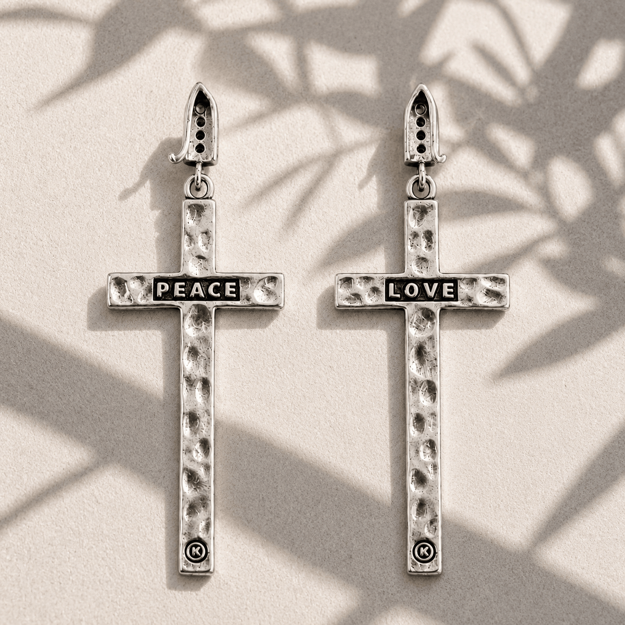Peace & Love Black Cross Earrings