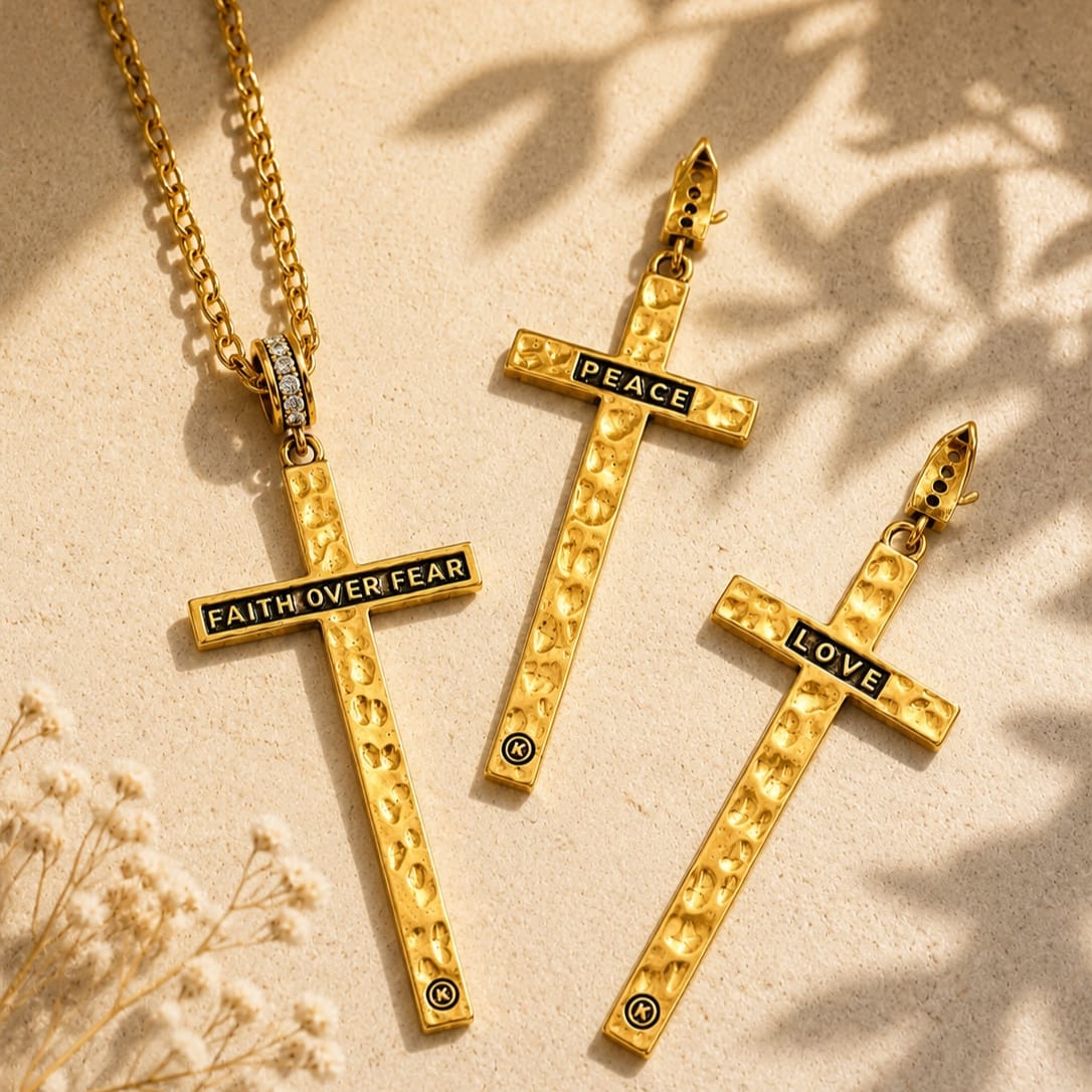 Peace & Love Black Cross Earrings