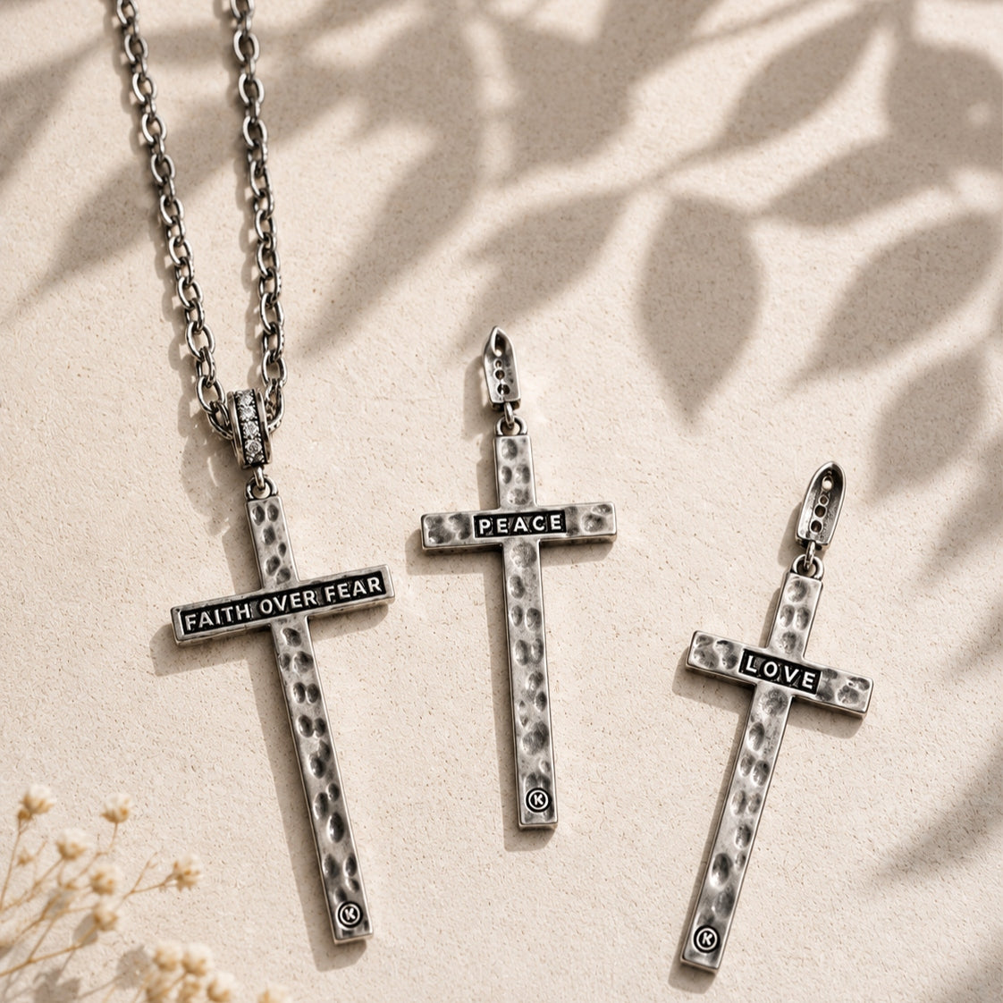 Peace & Love Black Cross Earrings